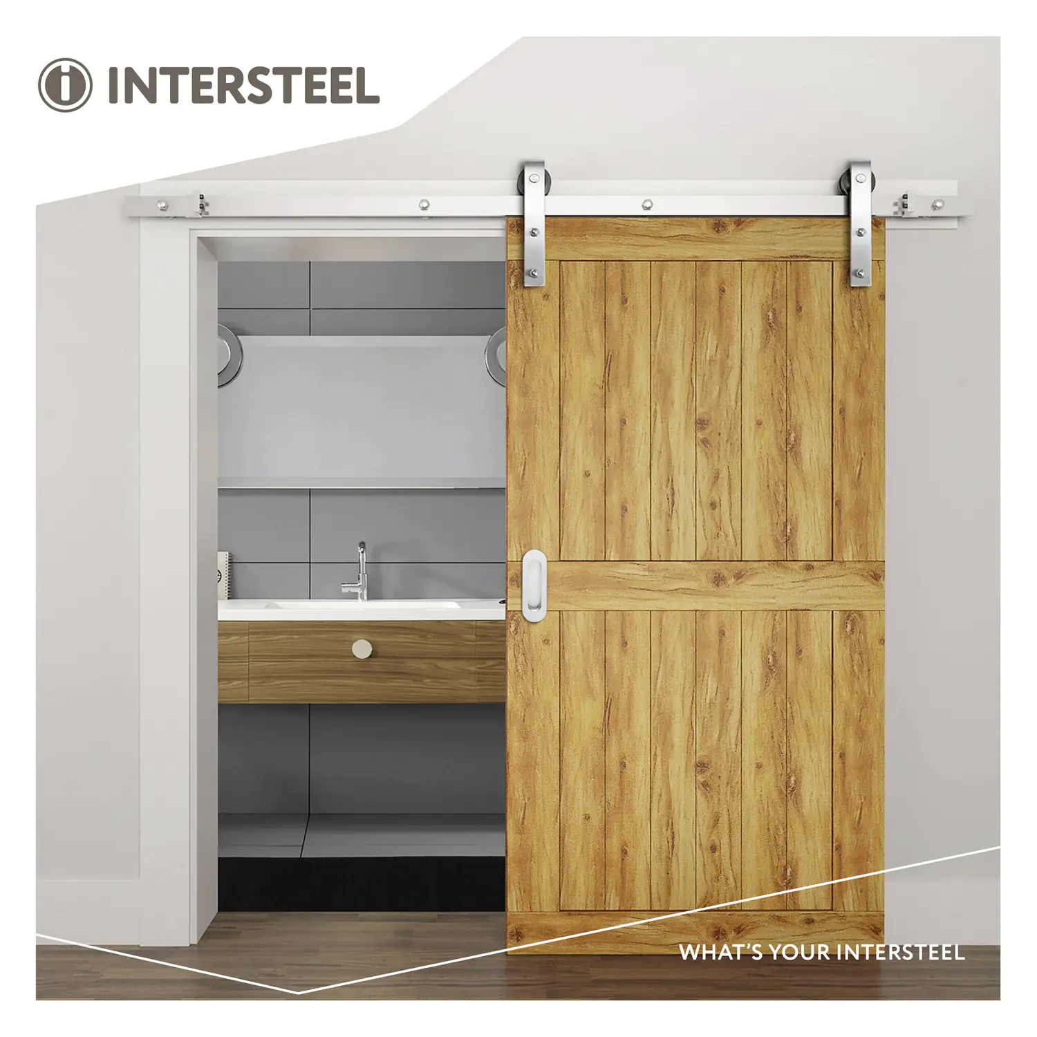 Schiebetürsystem 200 cm Basic, Edelstahl gebürstet