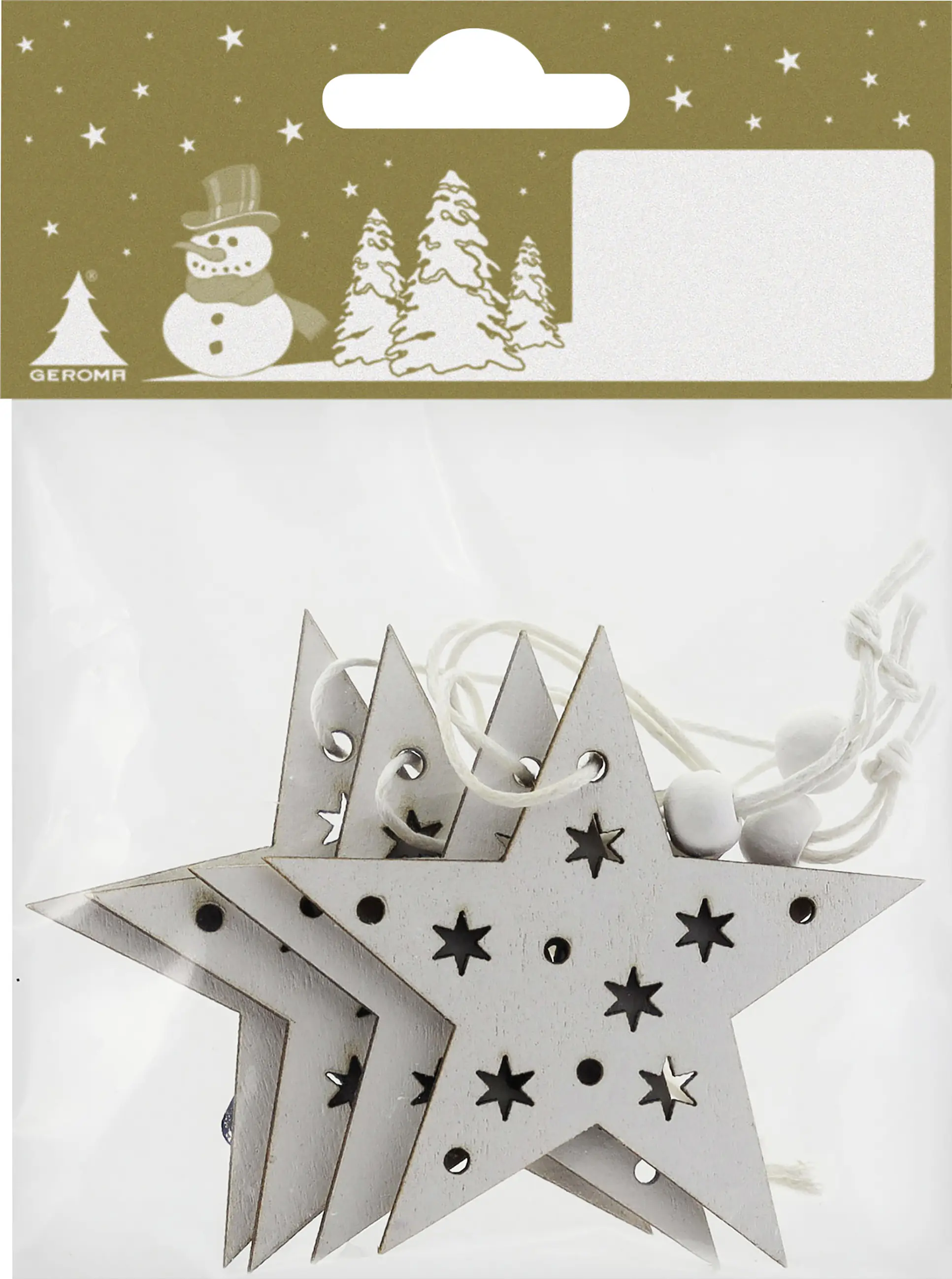 Dekohänger Stern Holz 6, 5 cm weiß 4 Stück