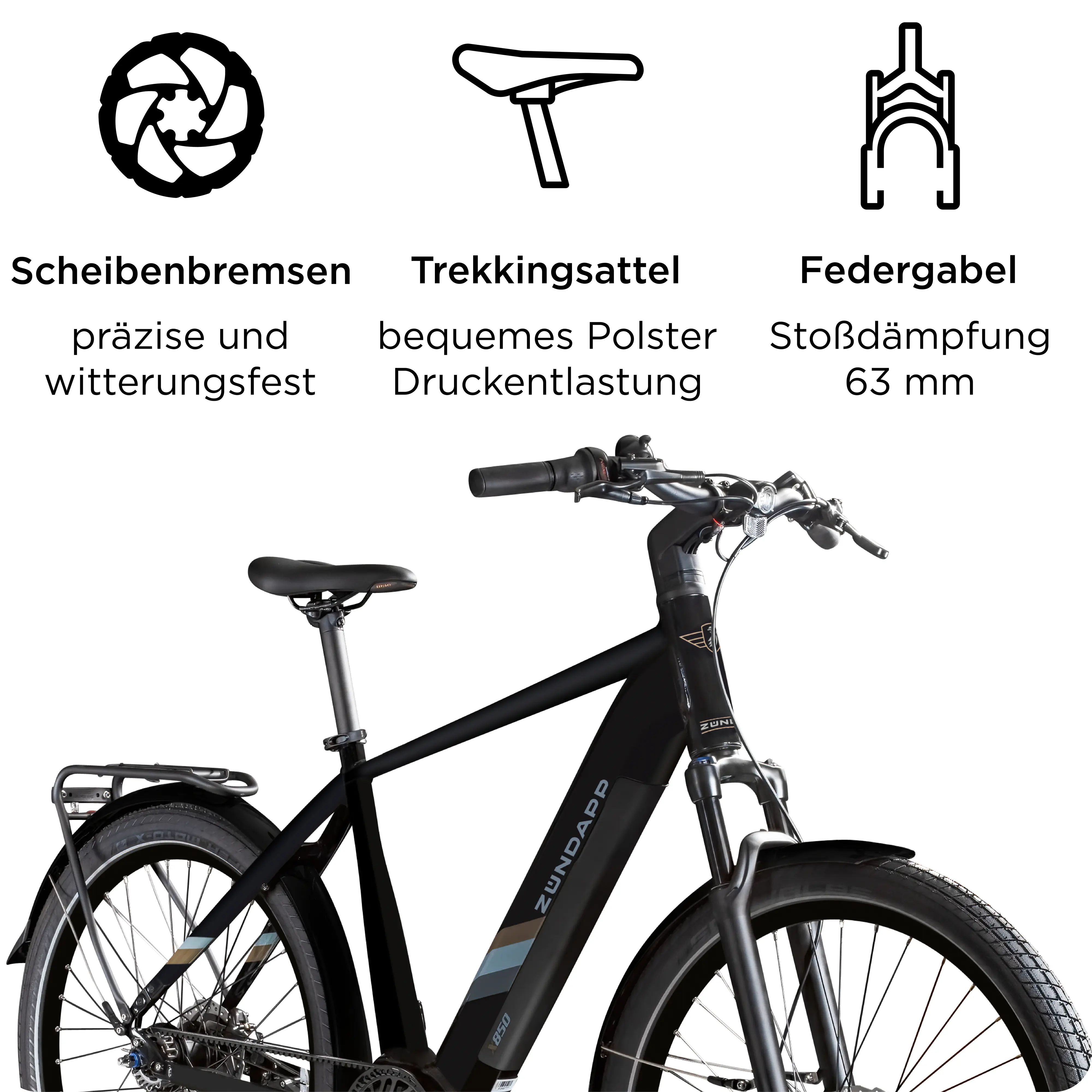 Zündapp E-Bike Trekking X850 Diamantrahmen 27,5 Zoll 7-Gang 550 Wh schwarz 