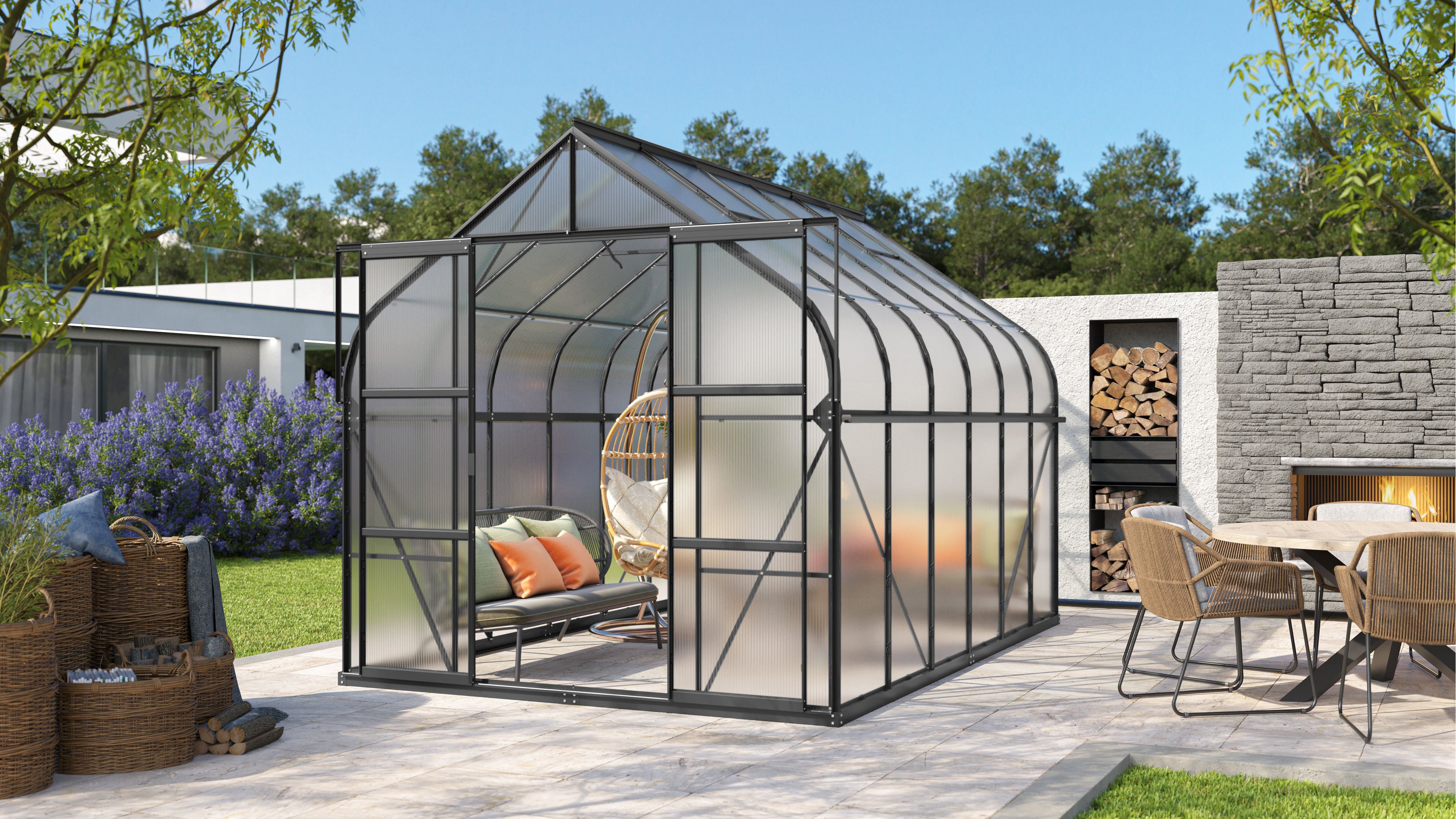 Vitavia Gewächshaus-Set Dione 9900 HKP 4 mm schwarz 254 x 378 cm 