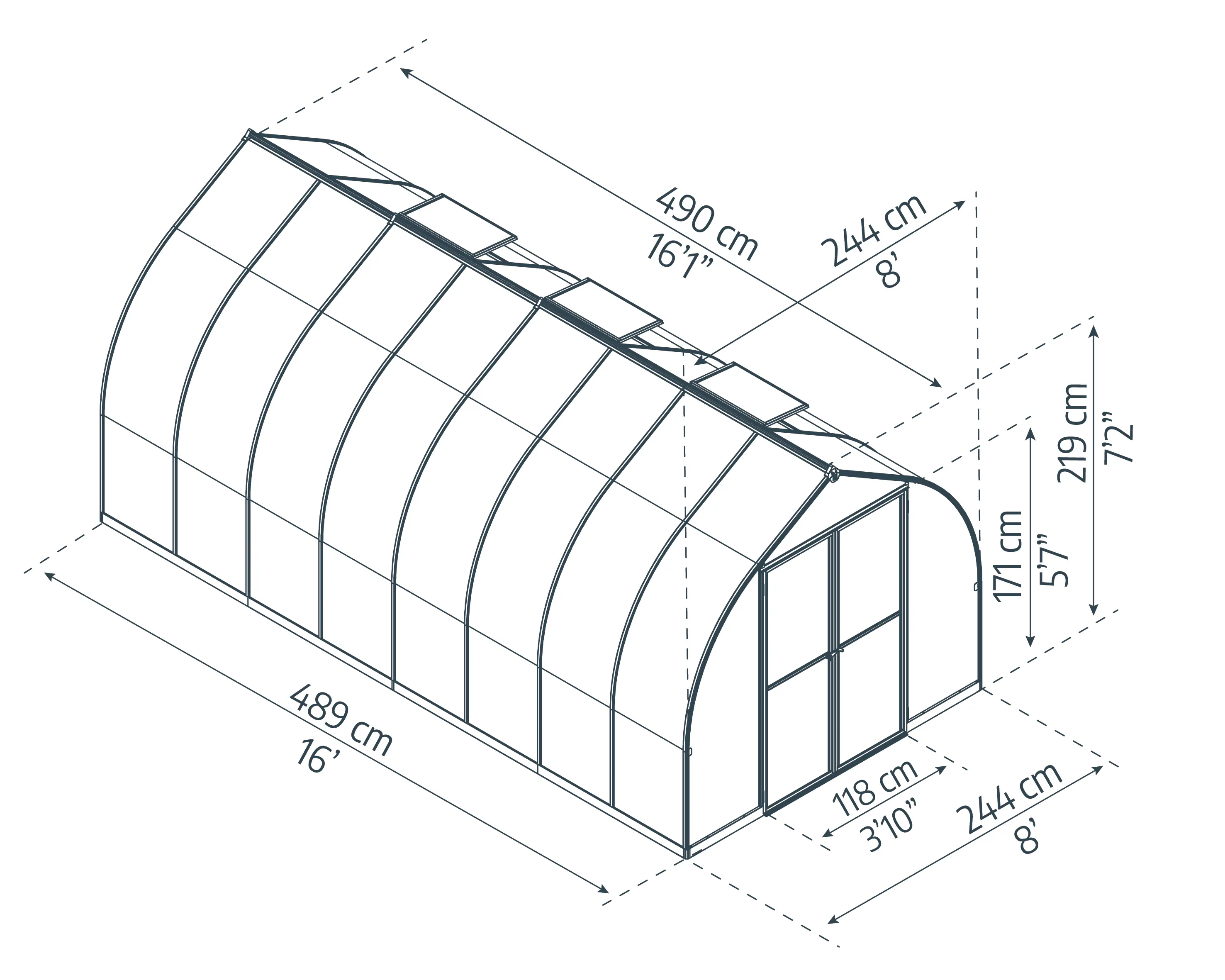 Canopia Gewächshaus Bella 8X16 244 x 482 x 219 cm