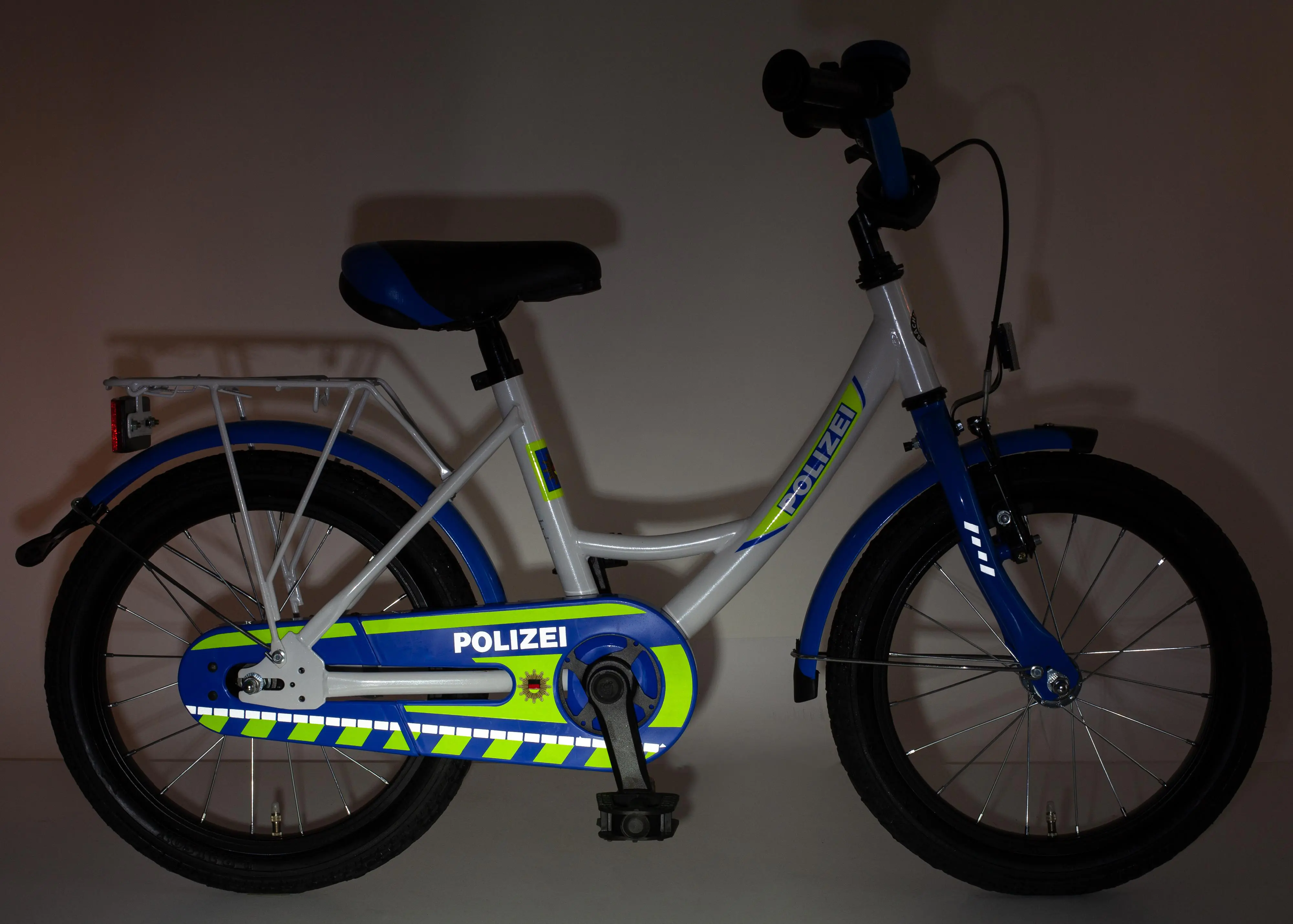 Bachtenkirch Kinderfahrrad Polizei 16 Zoll kristallweiß/blau/neon