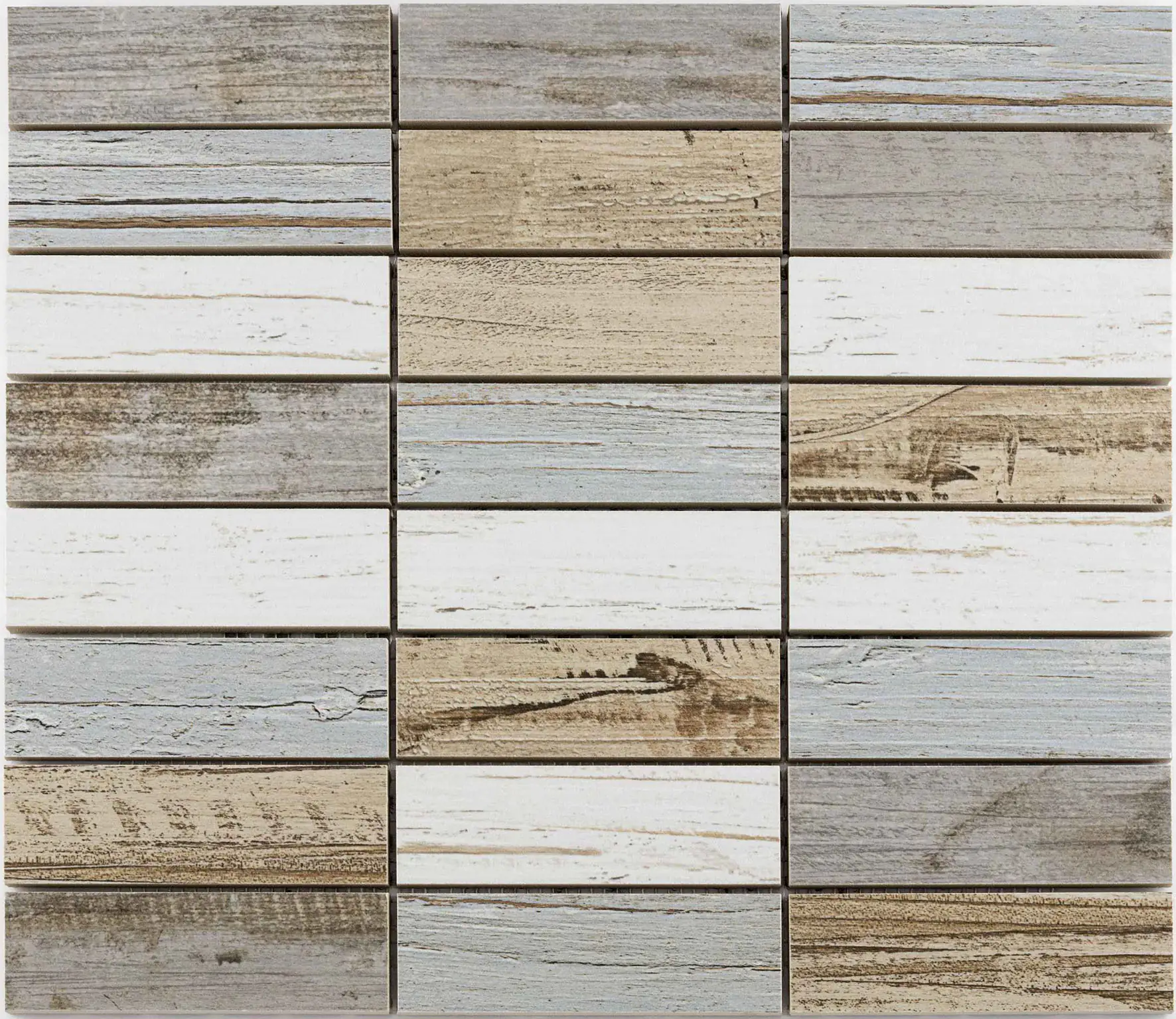 Mosaikfliese Woodstock 36 x 31 cm grau-braun Steinmaß: ca. 11,9 x 3,7 cm