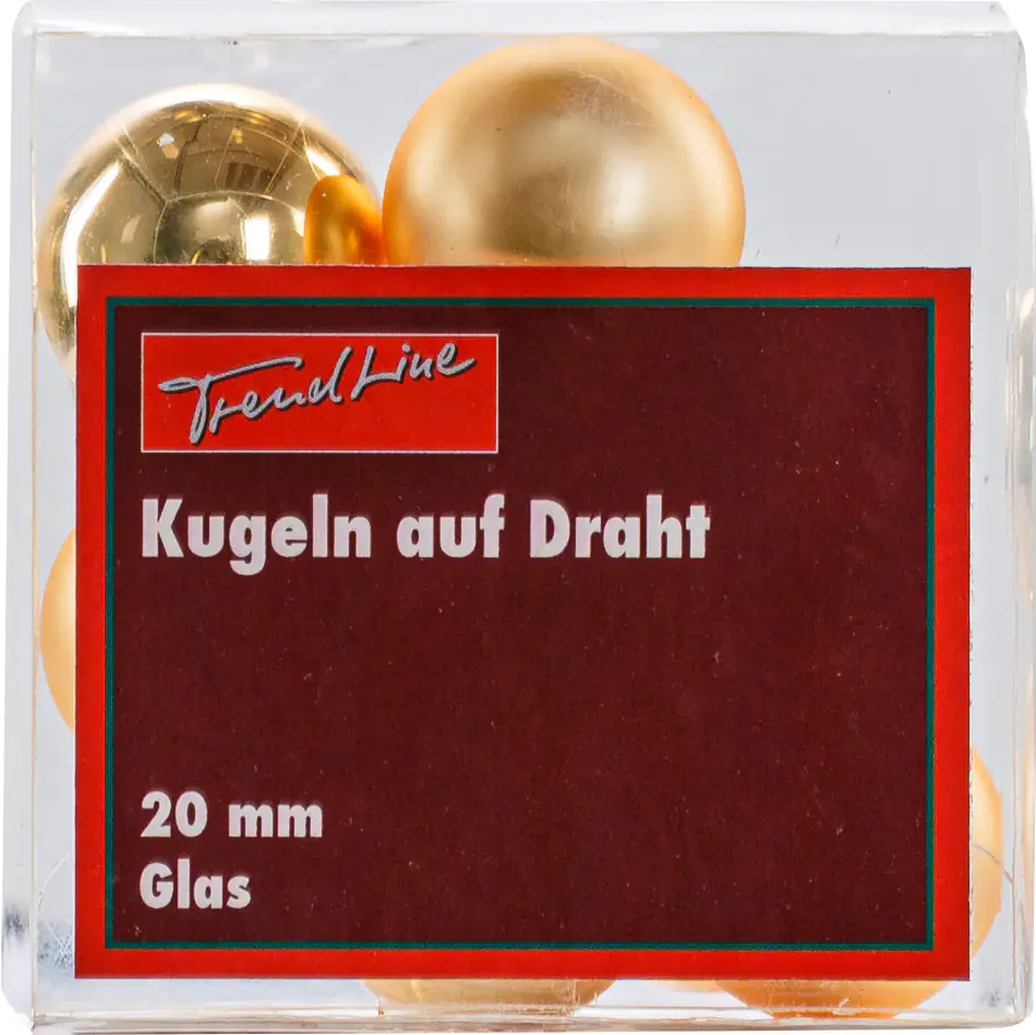 2076601538455_01 TrendLine Weihnachtskugeln aus Glas auf Draht Ø 2 cm gold 10 Stück