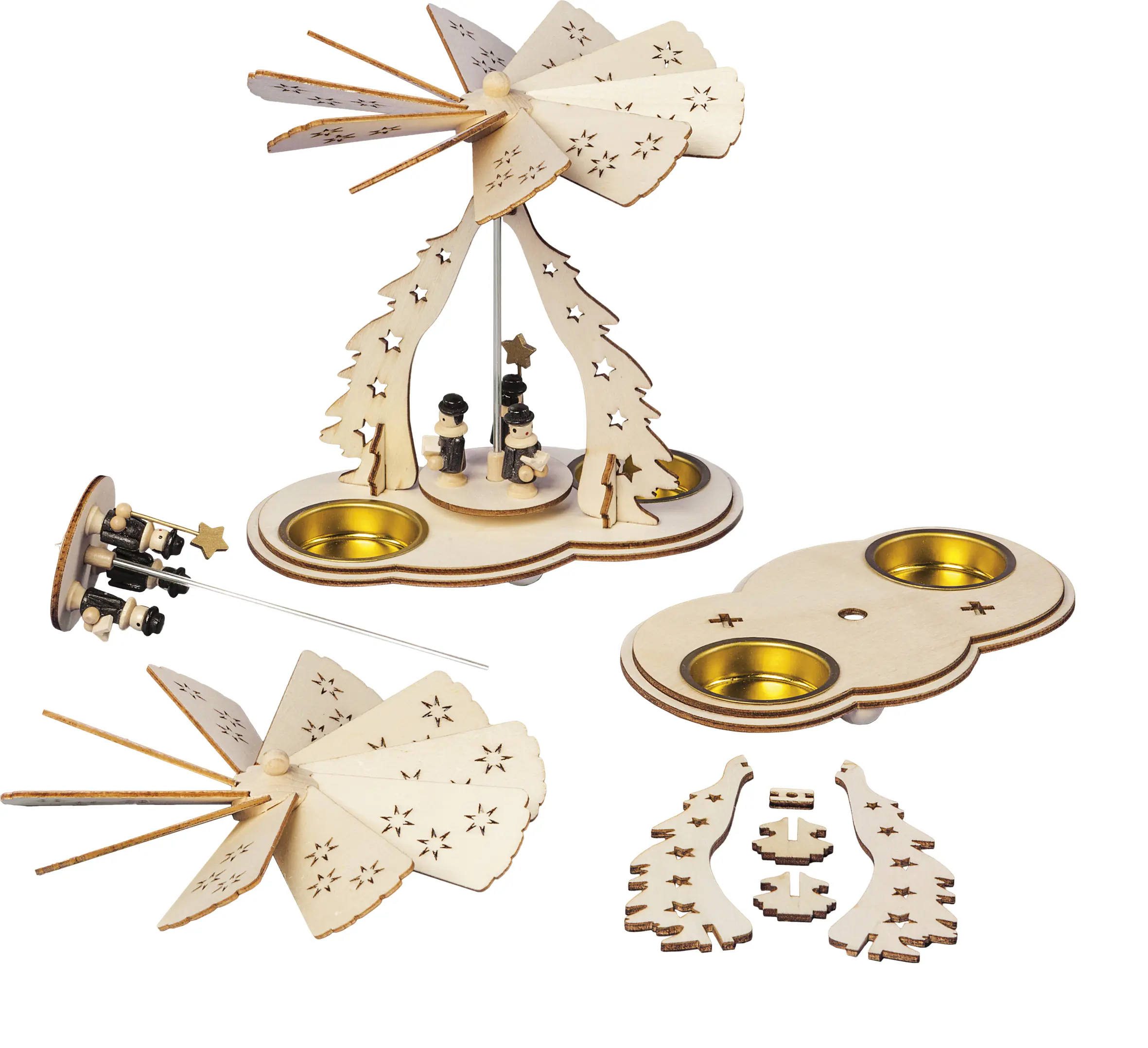 Bastelset Deko Holz Pyramide für 2 Teelichter 17 cm