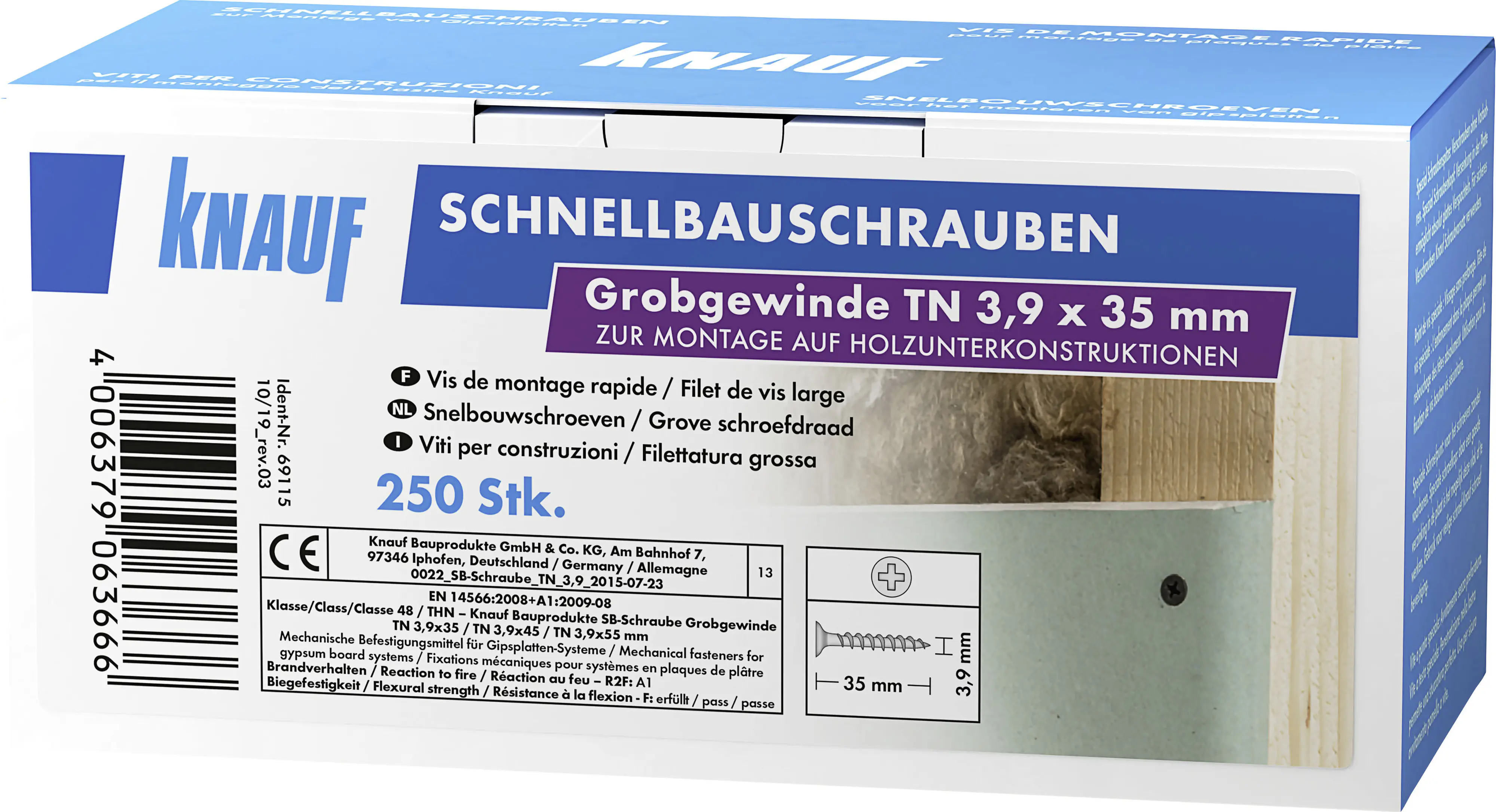 Knauf Schnellbauschrauben 3,9 x 35 mm, PH 1, 250 Stück