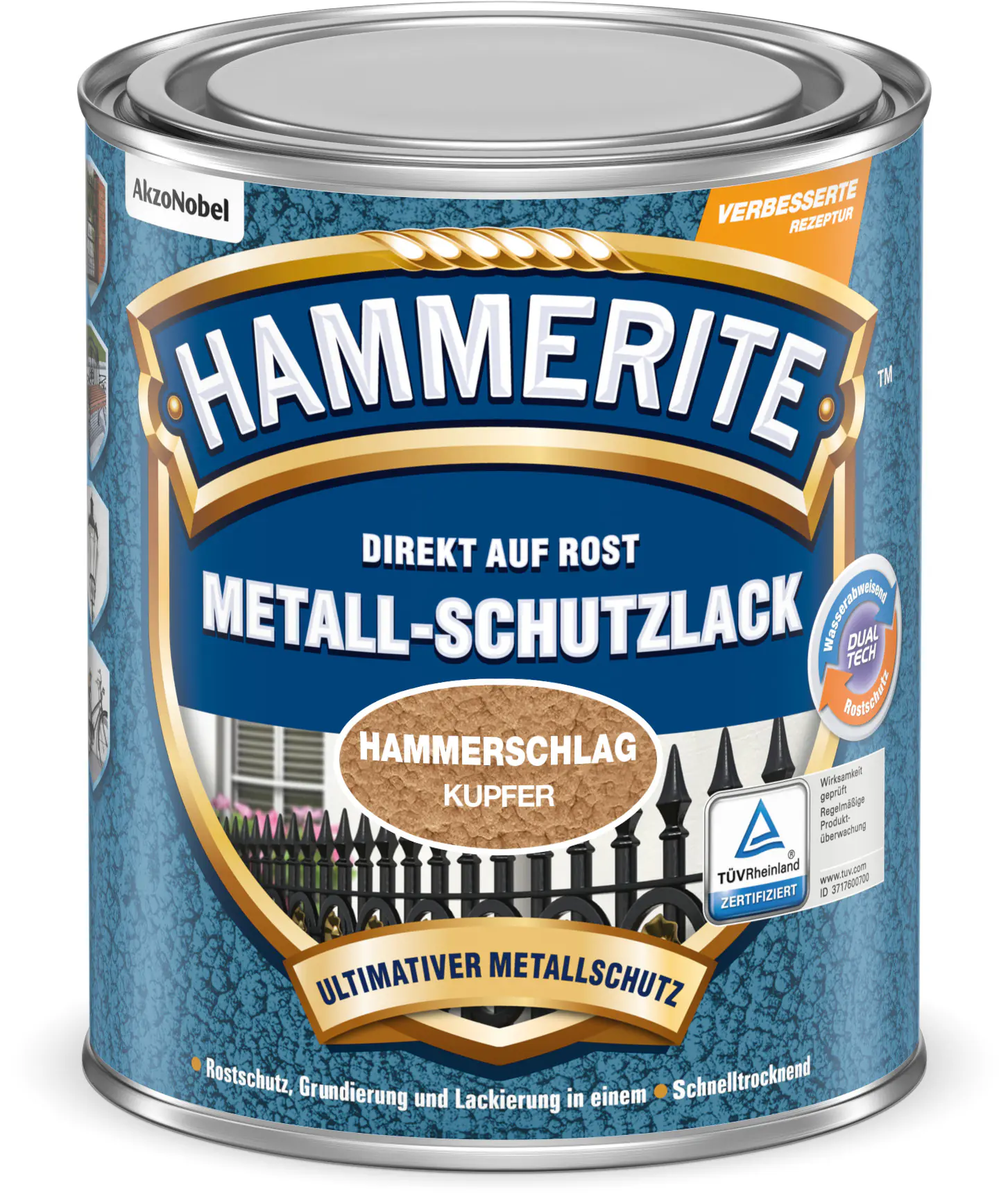 Hammerite Metall-Schutzlack Hammerschlag 250 ml kupfer