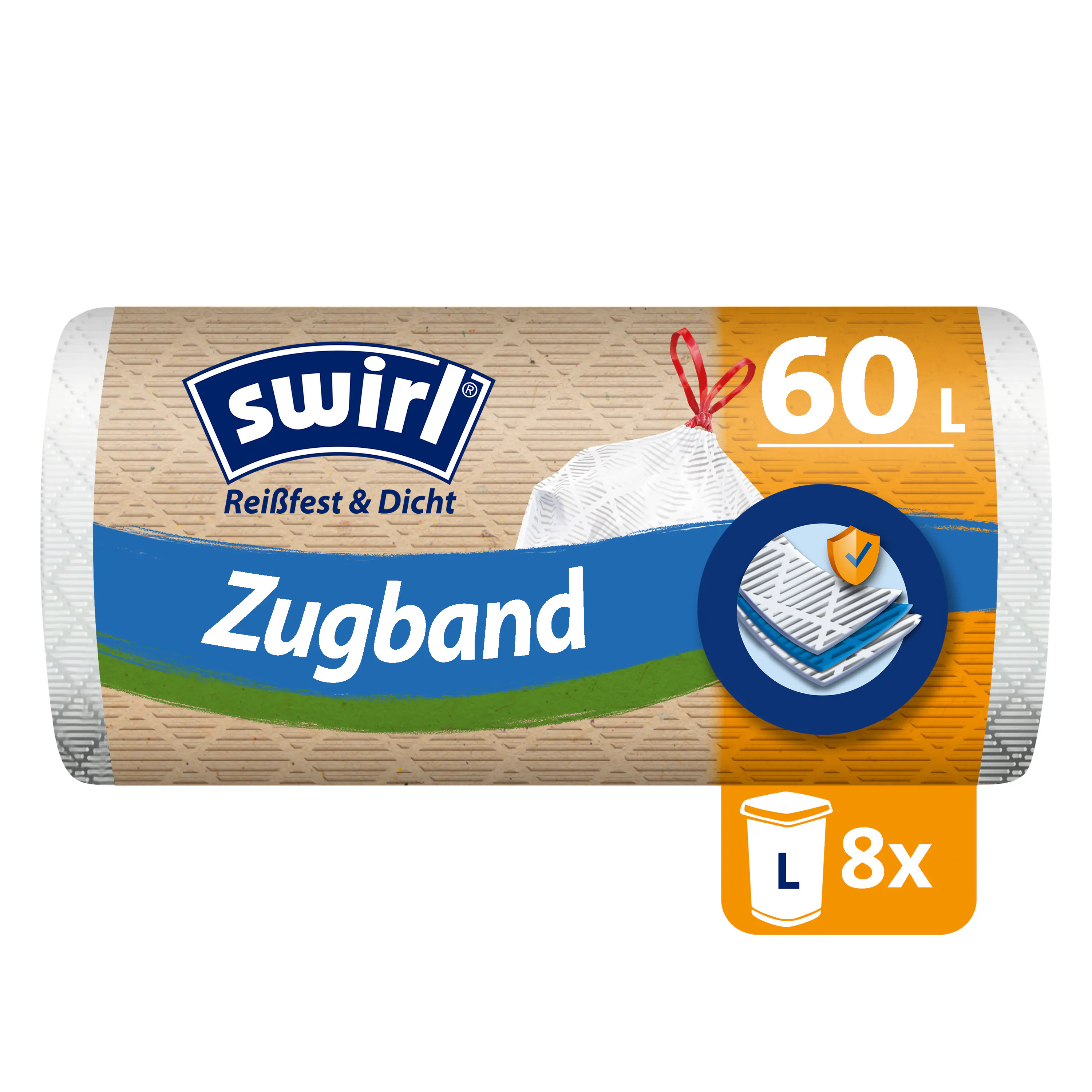 Swirl® 60 l Zugband- Müllbeutel  Reißfest & Dicht