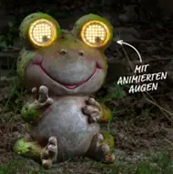 LED Dekofigur Solar Frosch Rolling Eyes 21–26 cm warmweiß grün