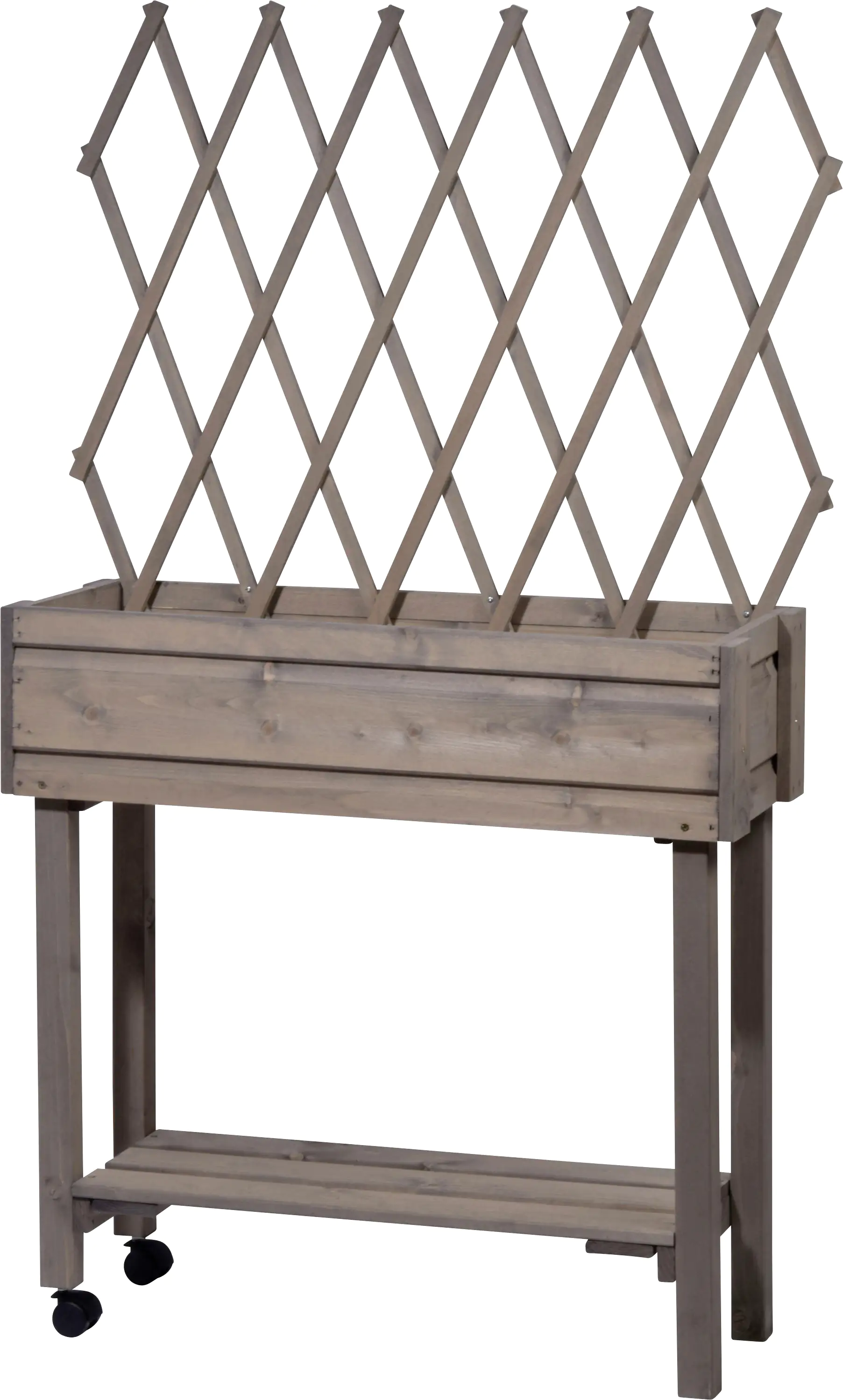 Dobar Rollbares Hochbeet mit Rankgitter grau 79 x 28,5 x 130 cm