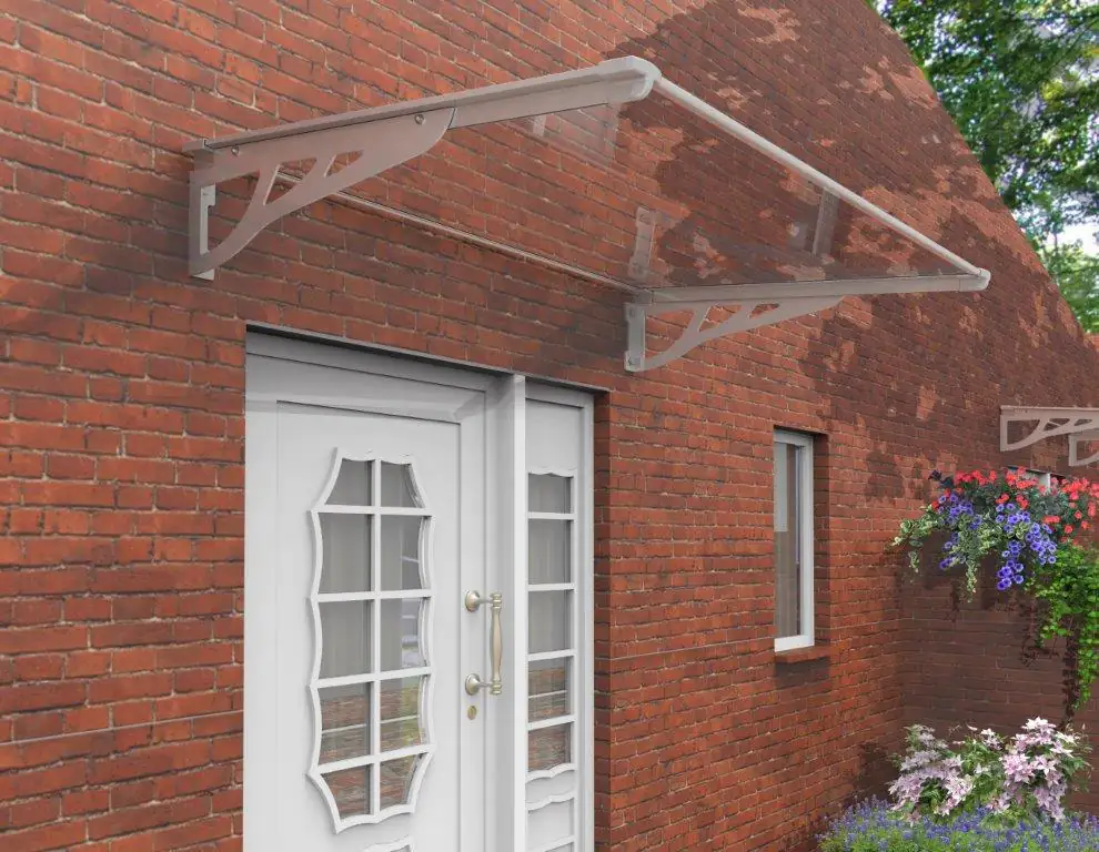 TrendLine Vordach Nancy silber 140 x 90 cm mit Polycarbonat-Abdeckung