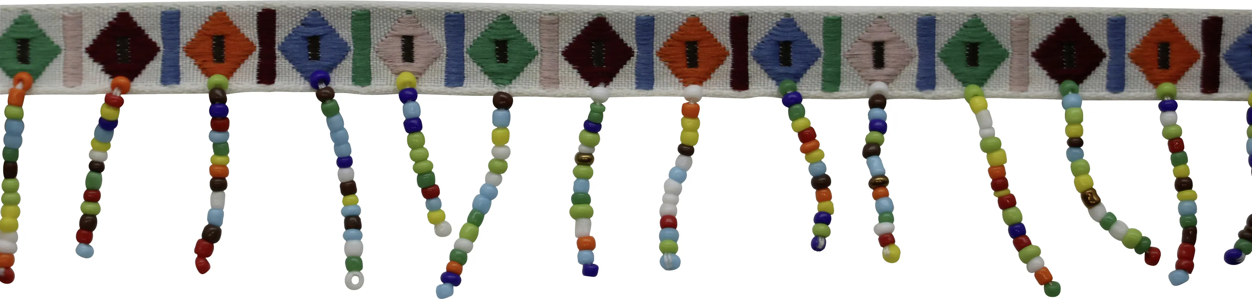 Glorex Girlande mit Perlen bunt 1 Meter, weißes Band