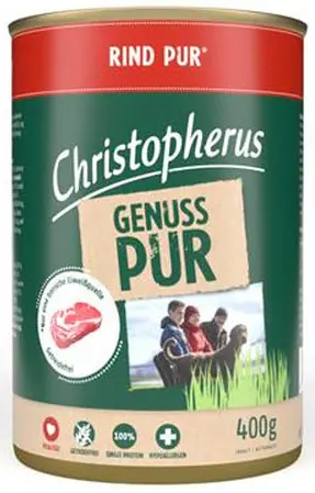 Christopherus Pur Hundenassfutter Single Protein getreidefrei 400 g Rind