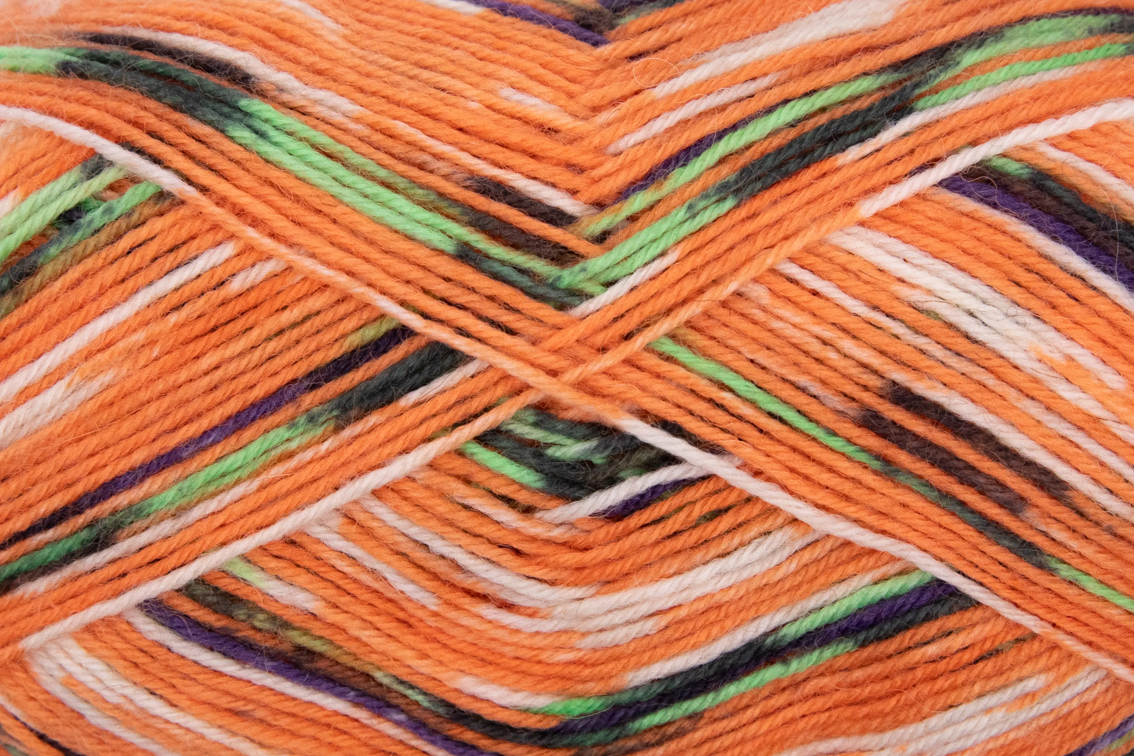 Gründl Sockenwolle Hot Socks 100 g 4-fach, lachsorange-weißgrün-indigo-tannengrün