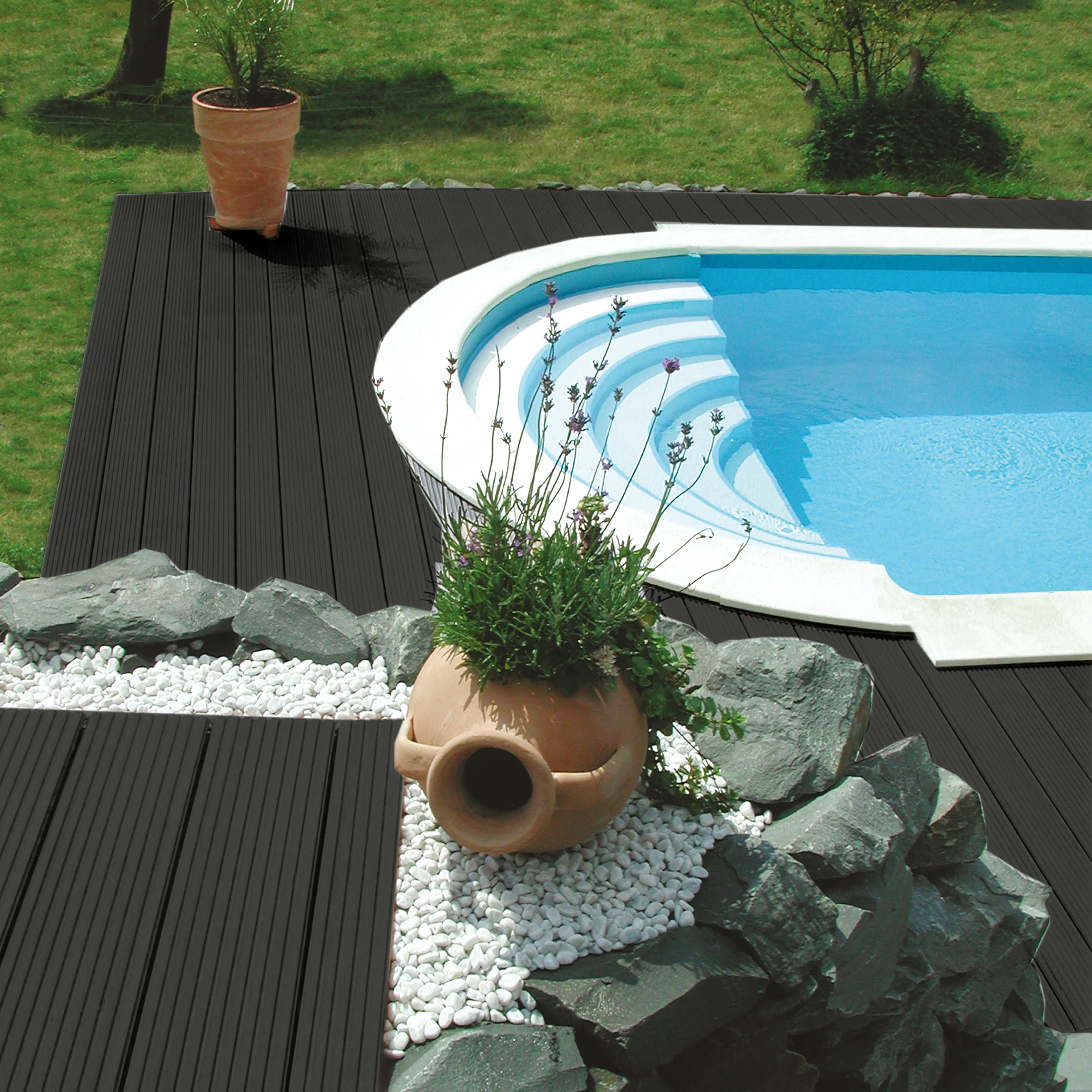 Kovalex WPC-Terrassendielen Kompett-Set anthrazit mattiert