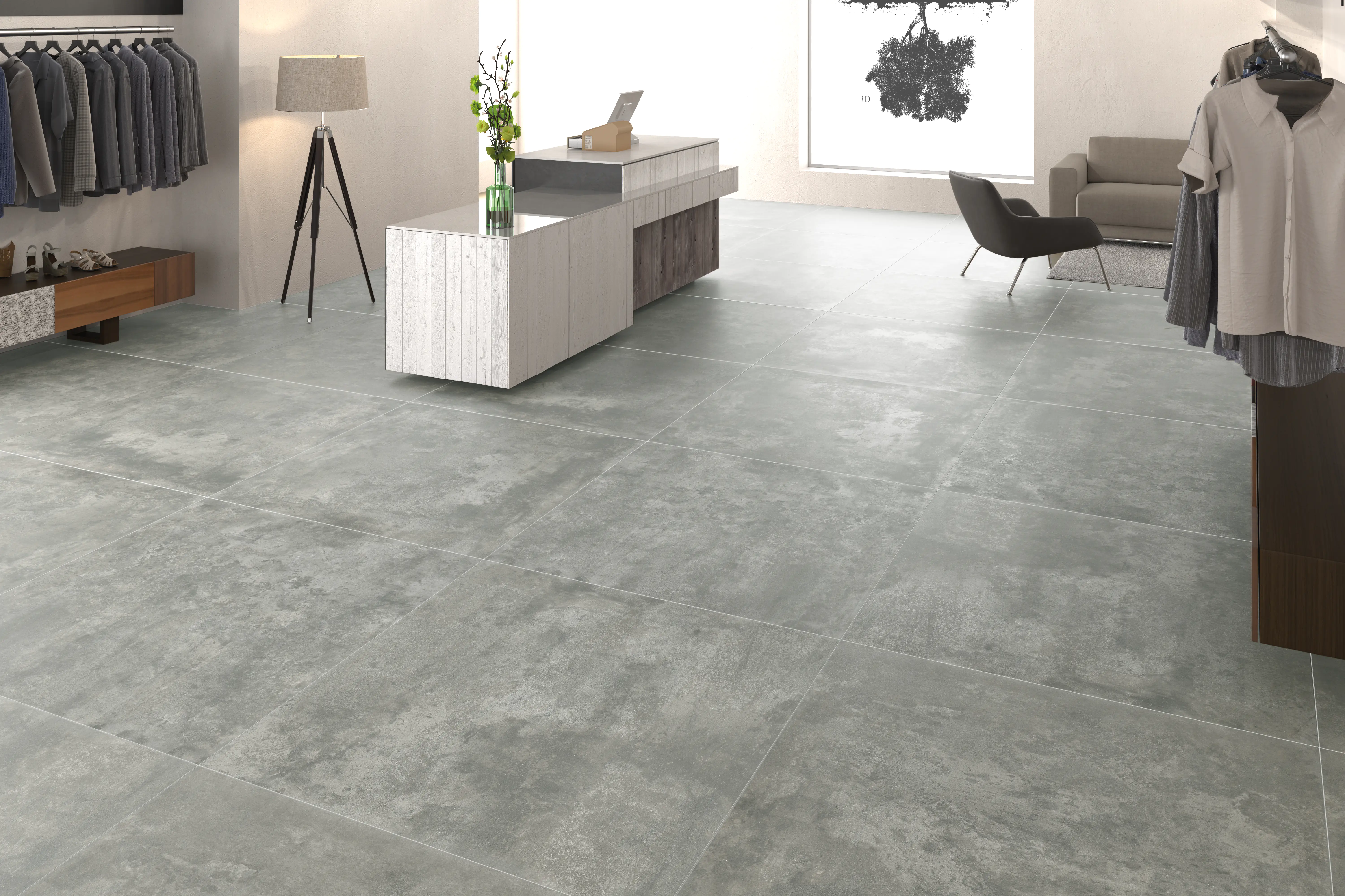 Bodenfliese Feinsteinzeug Metallique 60 x 60 cm grau