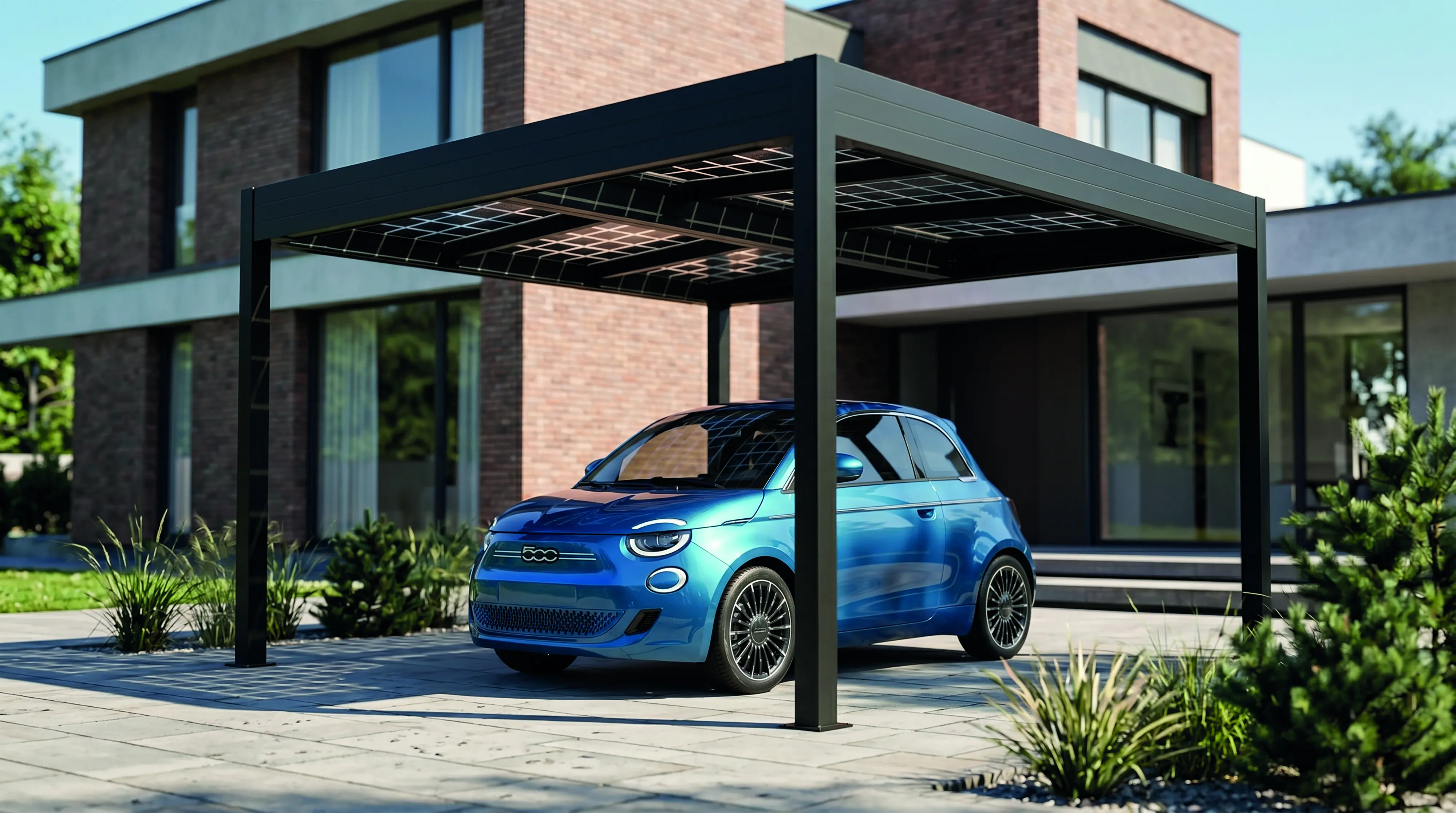 SunElements SunVaro Carport Energy M 362 x 345 cm mit Photovoltaikdach 250 Wp anthrazit-metallic
