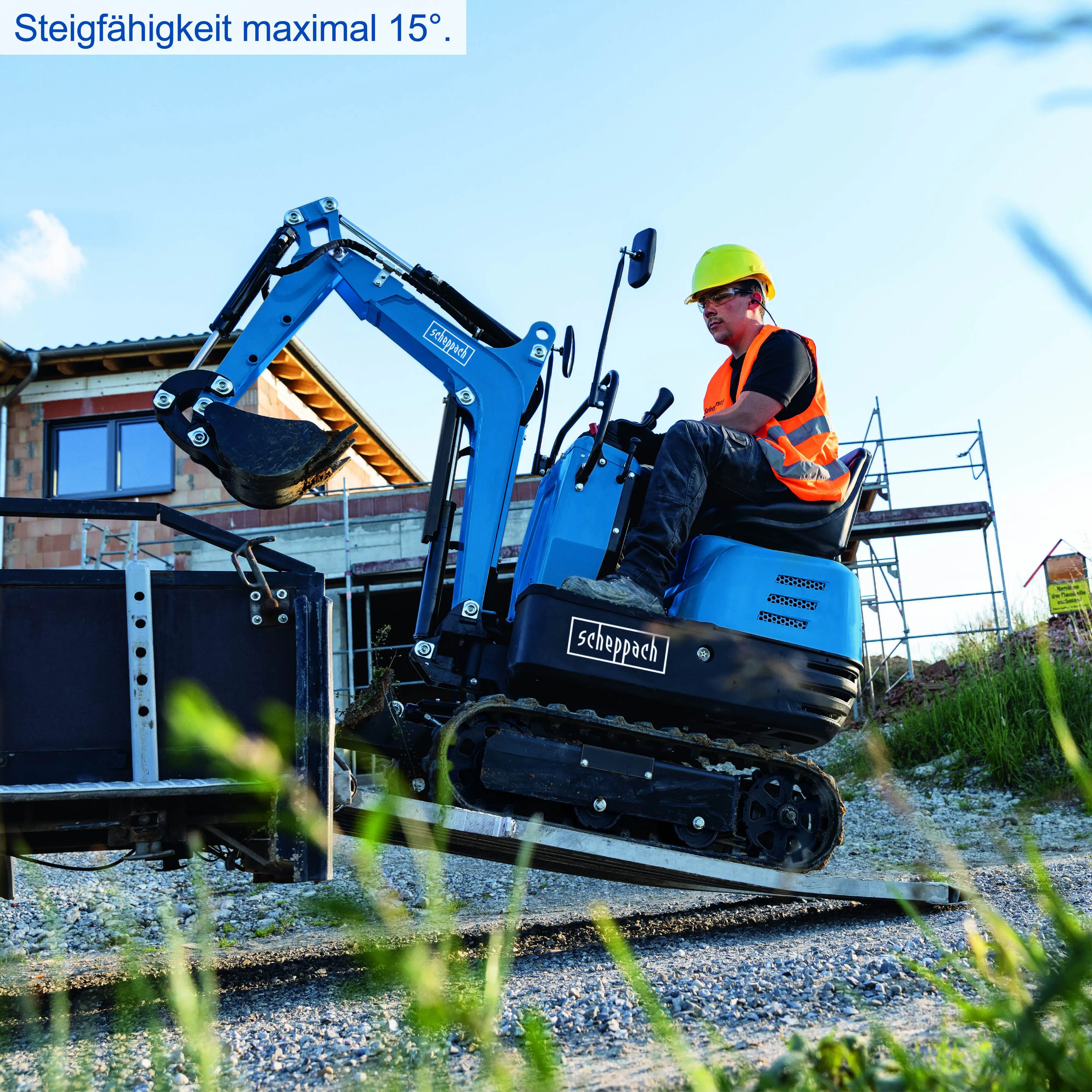 Scheppach Mini-Bagger EXC815 XXL Set inkl. Zubehör 69 cm Spurbreite