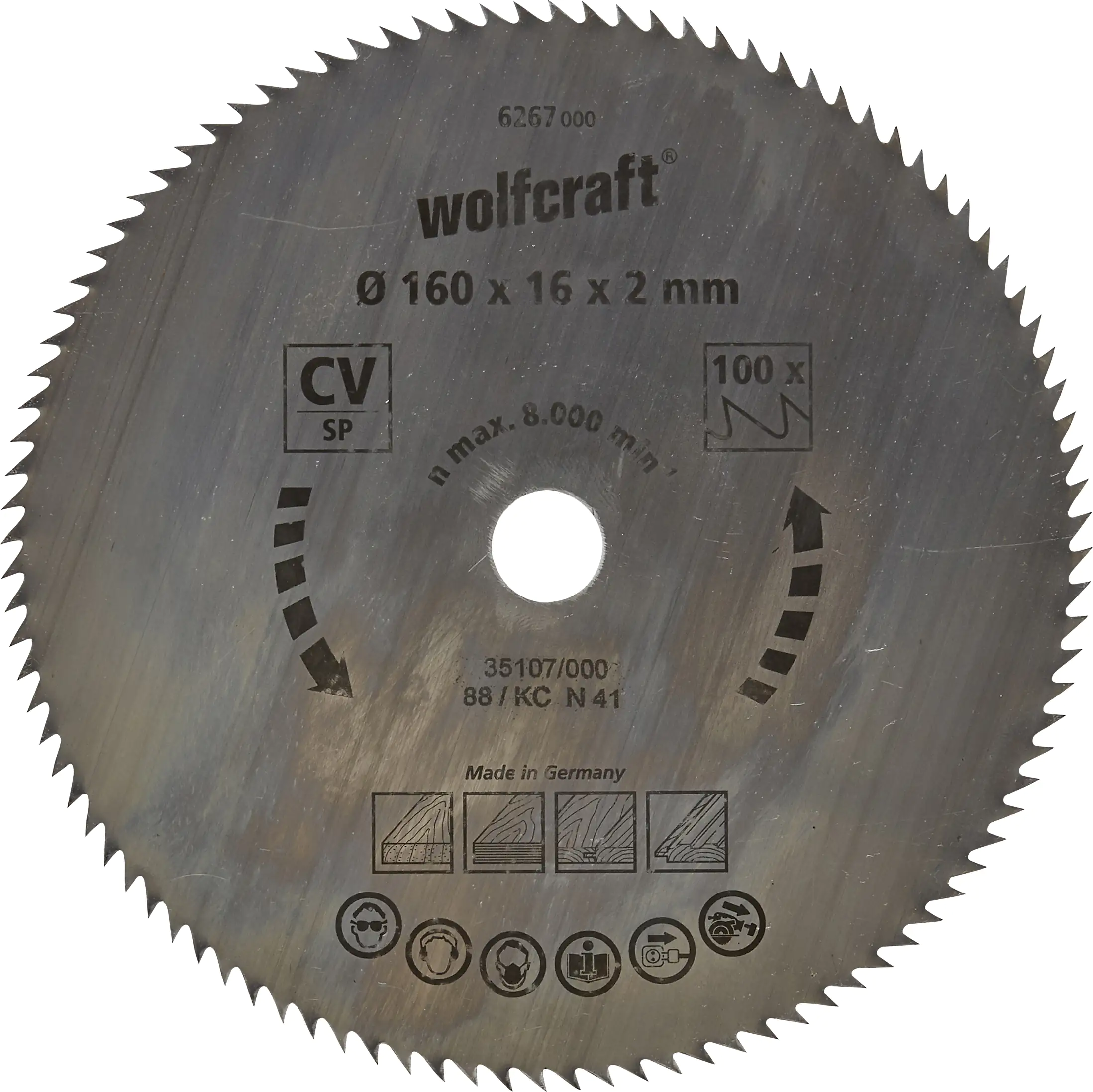 4006885626706 Wolfcraft Kreissägeblatt Ø 160 mm Bohrung Ø 16 mm 110 Zähne