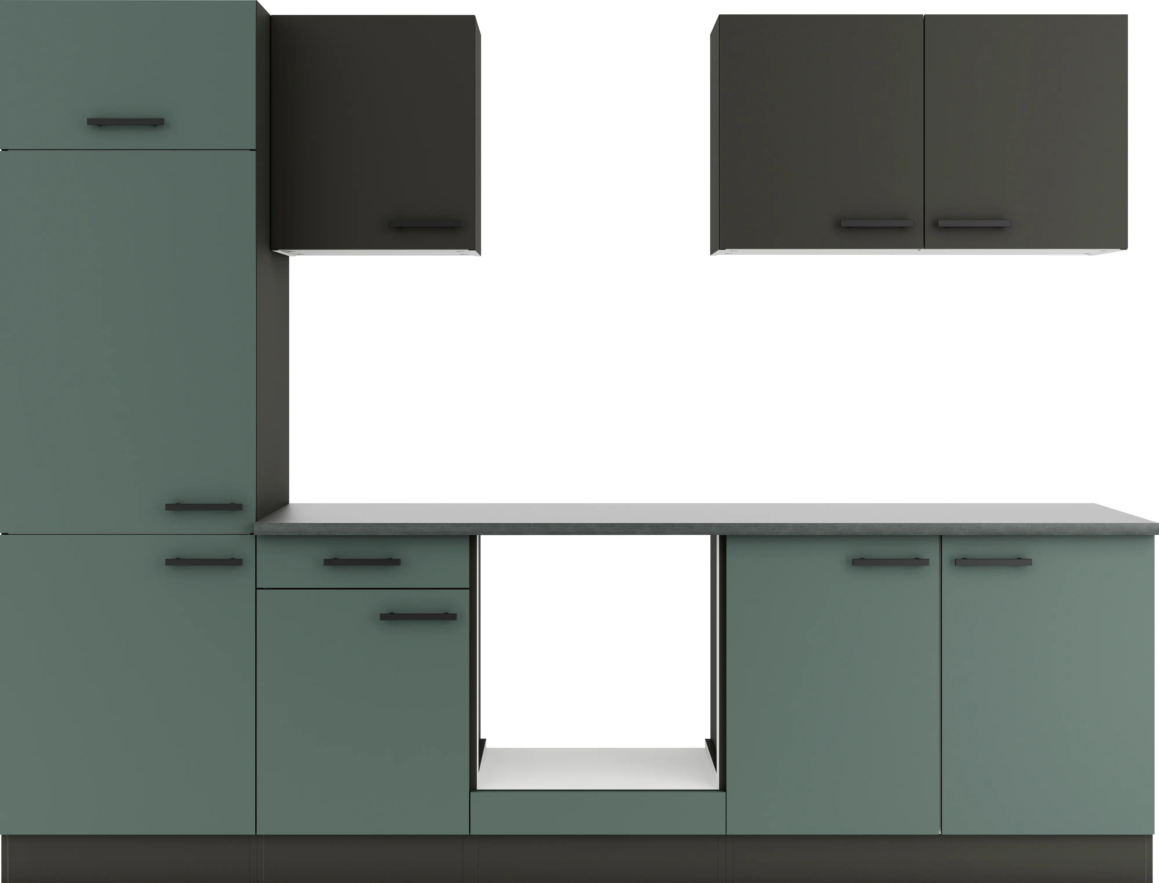 Optifit Küchenzeile Madrid 420/Verona 405 ohne Geräte anthrazit/steingrün 270 cm 