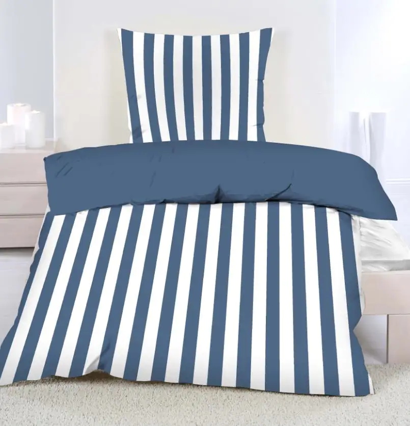 Bettwäsche Renforce Streifen blau, 135 x 200 cm