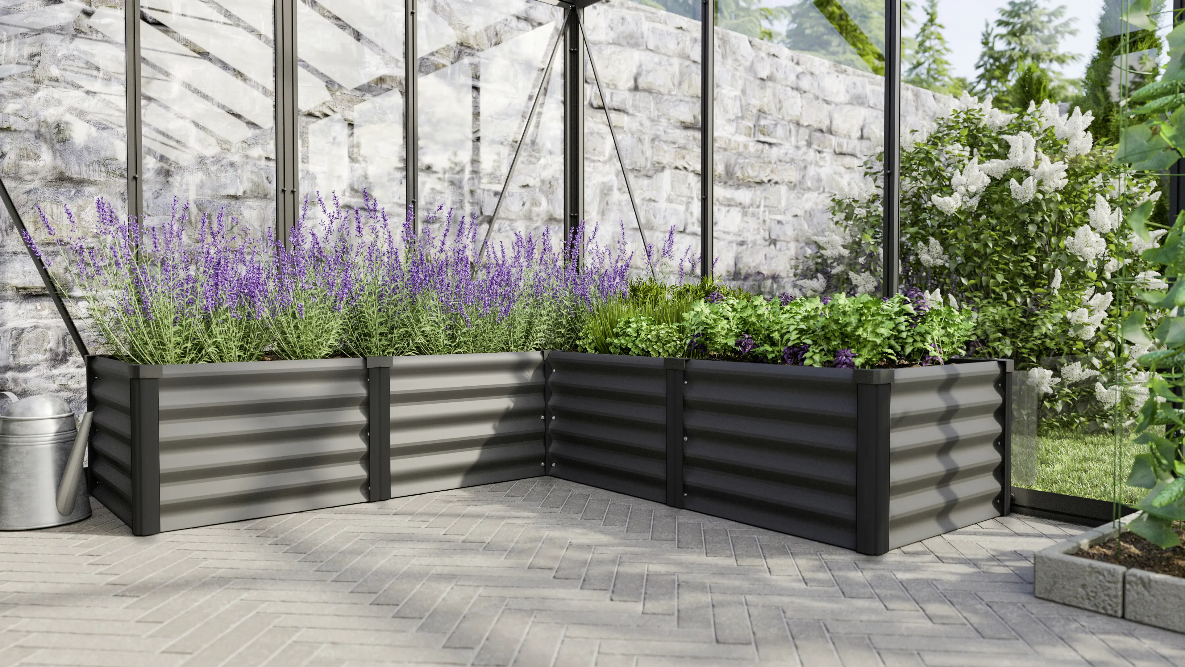 Vitavia Hochbeet Meta 185 x 185 x 40 cm granit schwarz