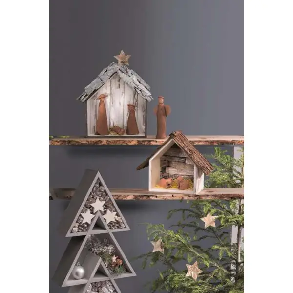 Glorex Design-Rahmen Holz Häuser 3 Stück