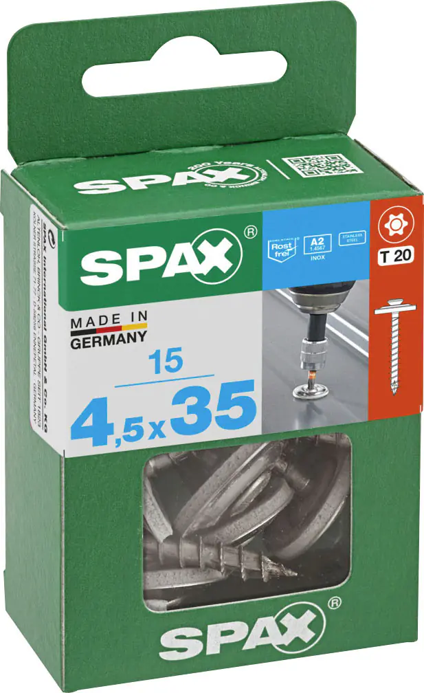 Spax Spenglerschrauben 4,5 x 35 mm T20 Vollgewinde - 15 Stk. 