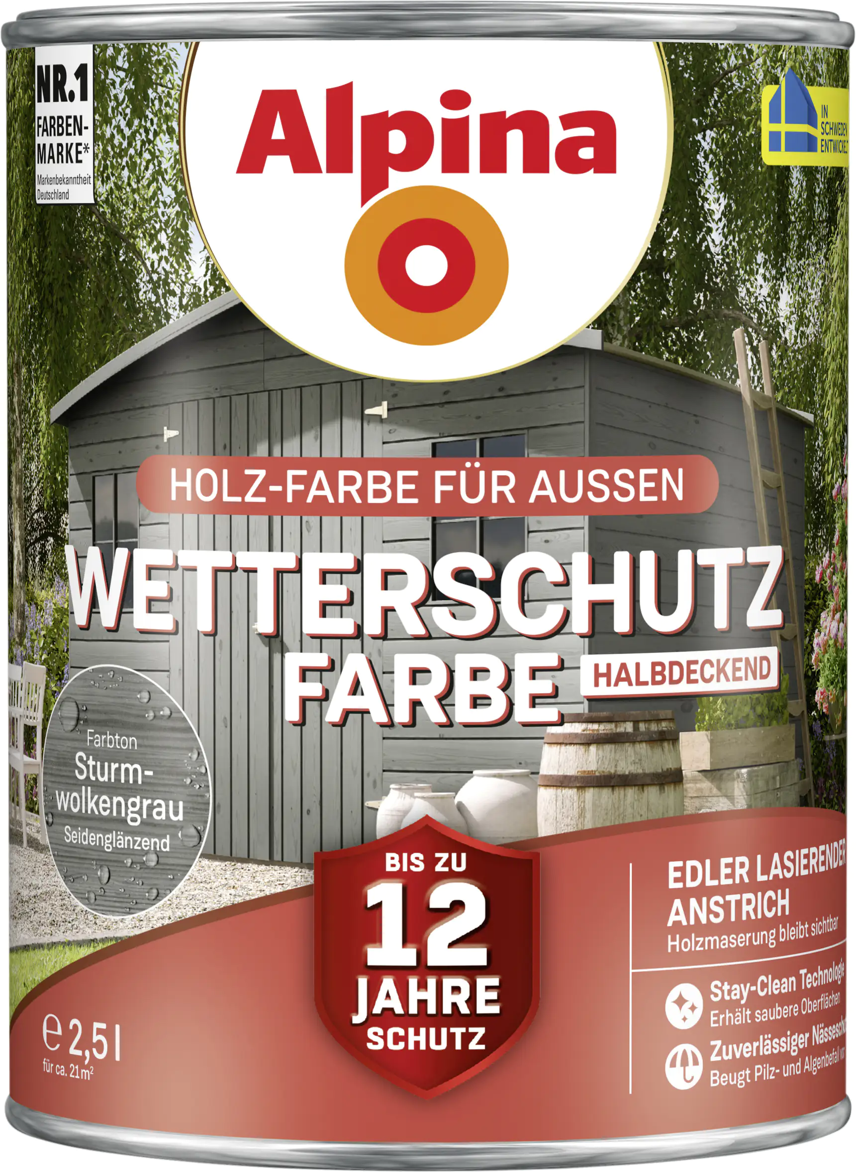 Alpina Wetterschutzfarbe 2,5 L sturmwolkengrau Alpina Wetterschutzfarbe 2,5 L sturmwolkengrau