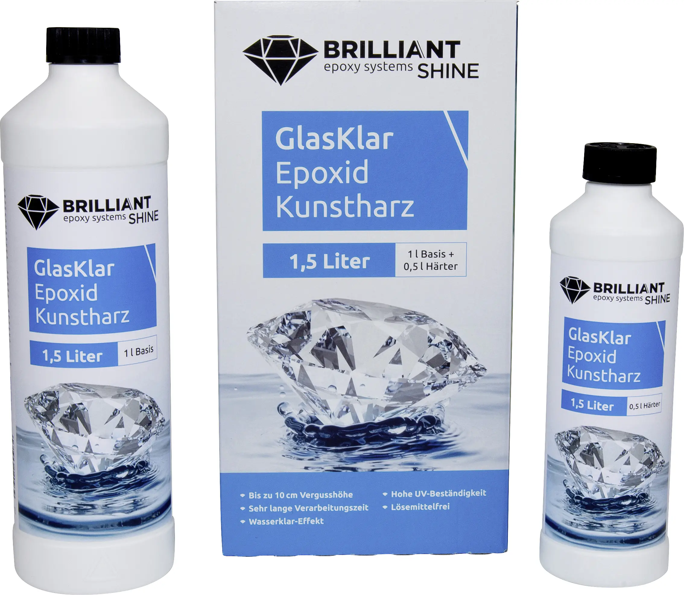 Brilliant Shine Epoxid Kunstharz Glasklar Epoxidharz A+B, 1,5L