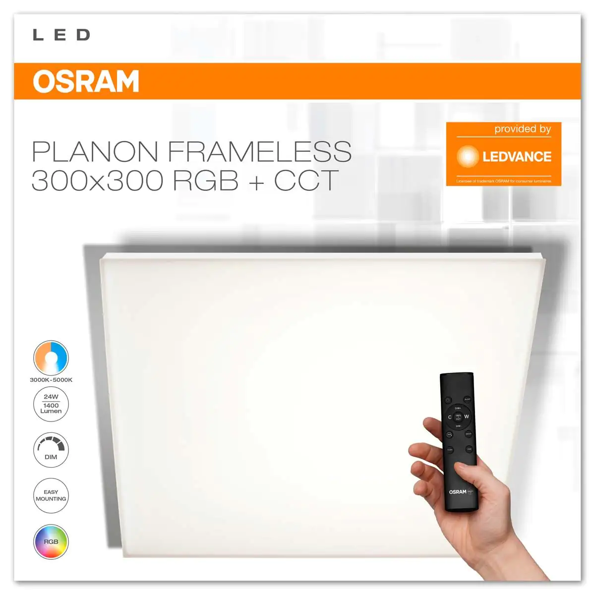 4058075153080_2 Osram LED Panel Planon Frameless weiß eckig 24 W