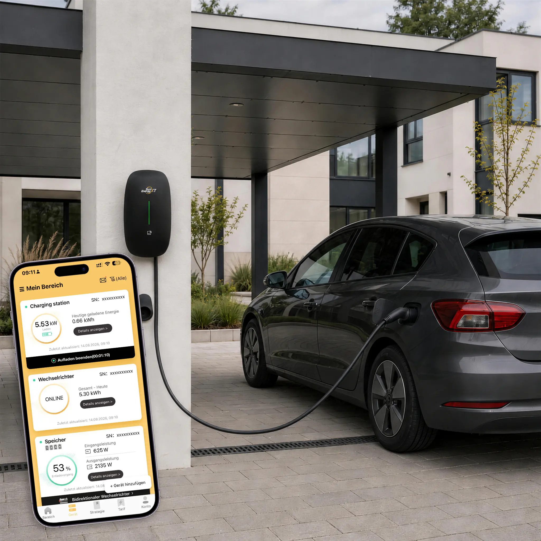 SunenergyXT Ladestation smarte Wallbox 11 kW Typ2 Stecker
