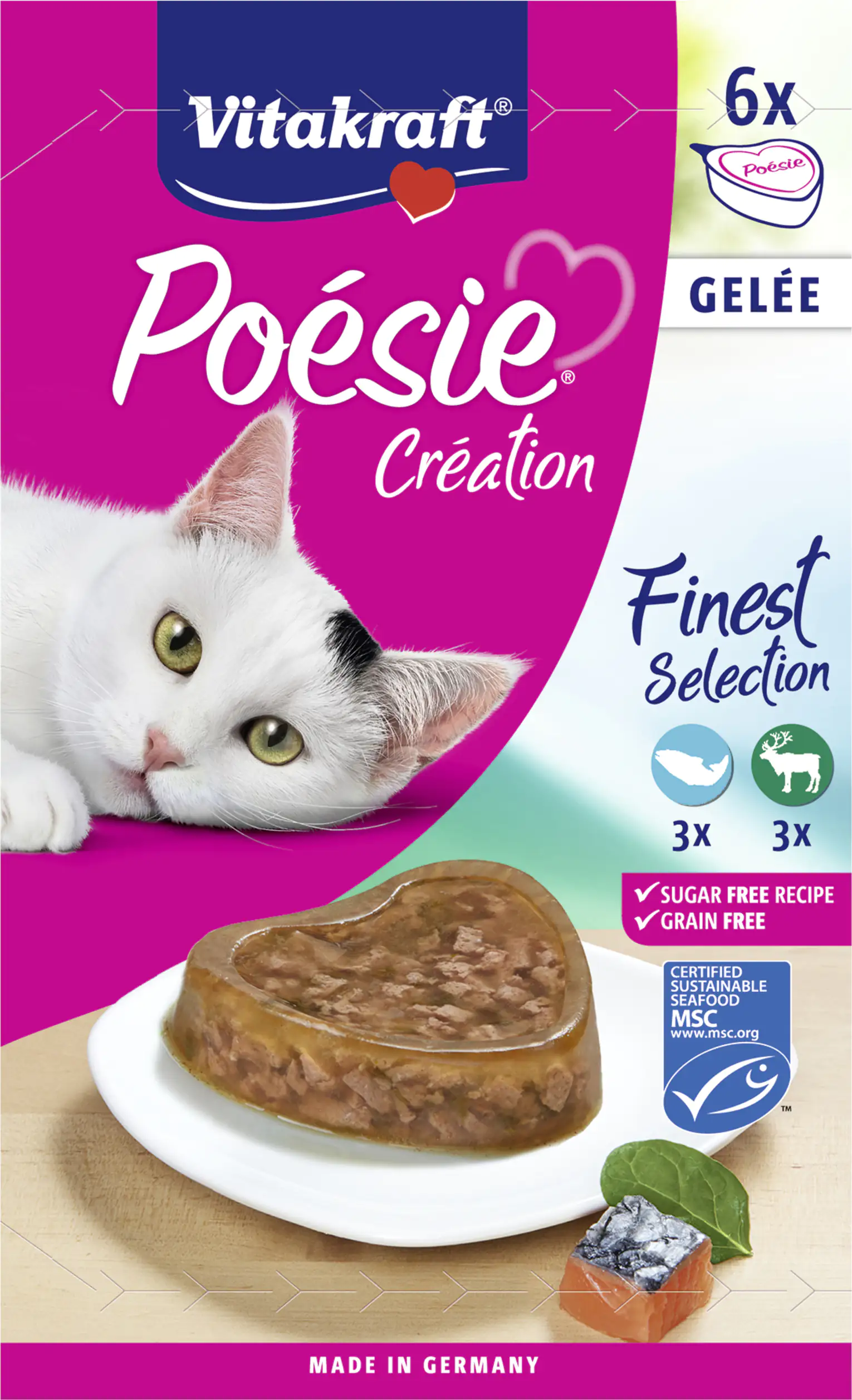 Vitakraft Poésie Katzenfutter Gelée Wild & Lachs 6 x 85 g