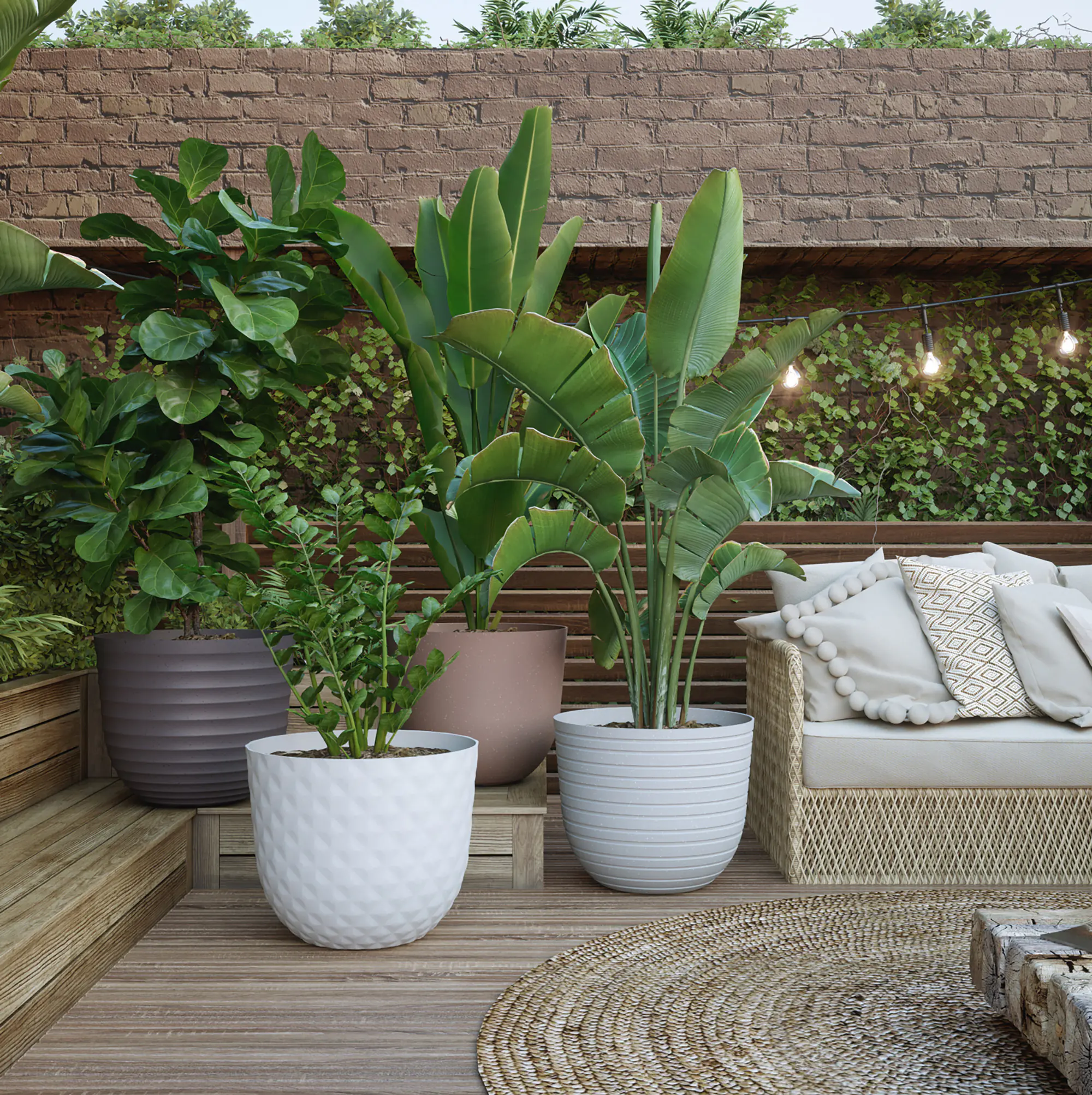 Artevasi Pflanztopf Havana Tropical Kunststoff grau matt Ø 20 x 17 cm