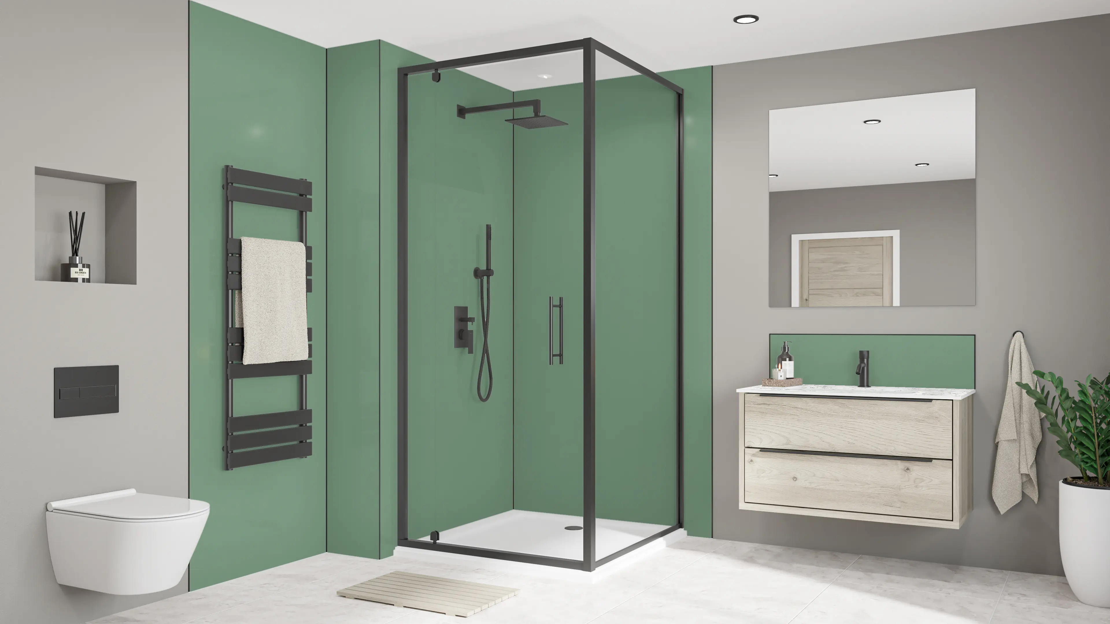Wetwall Alloy Wandpaneel  Seafoam Green/Battleship Grey 90 x 244 cm