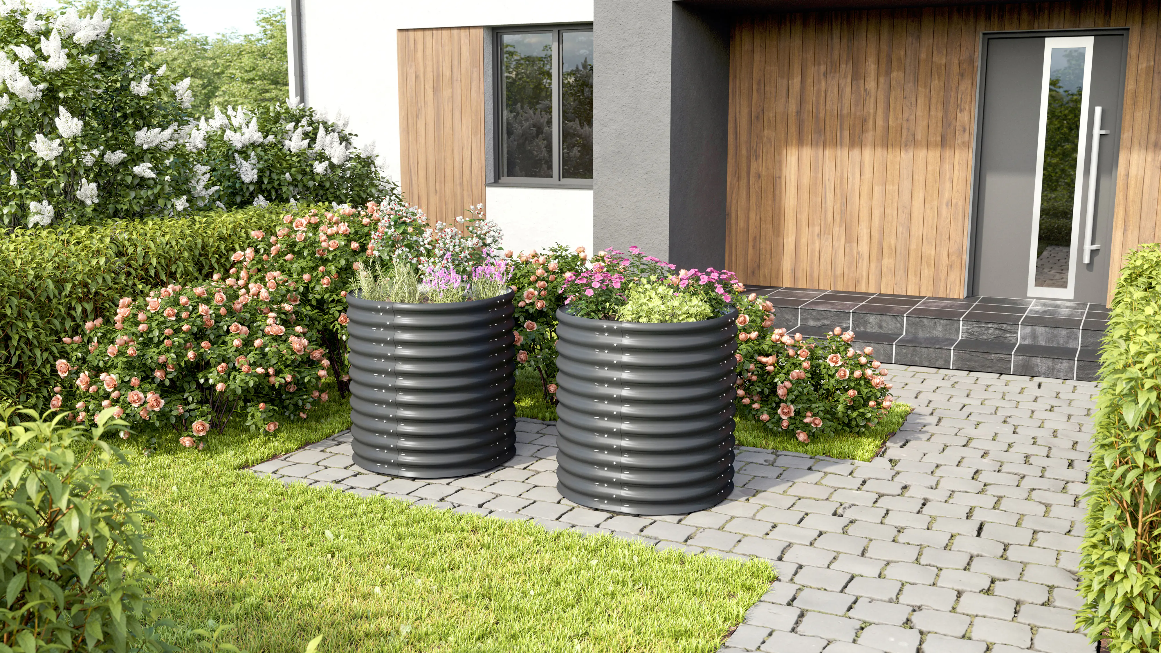 Vitavia Hochbeet Terra Rund 82 x 82 x 86 cm granit