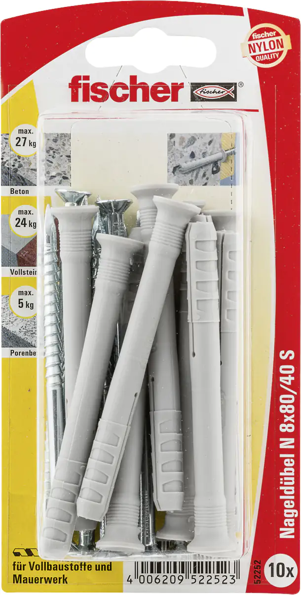 Fischer Nageldübel N 8.0 x 80 mm - 10 Stück Fischer Nageldübel N 8.0 x 80 mm - 10 Stück