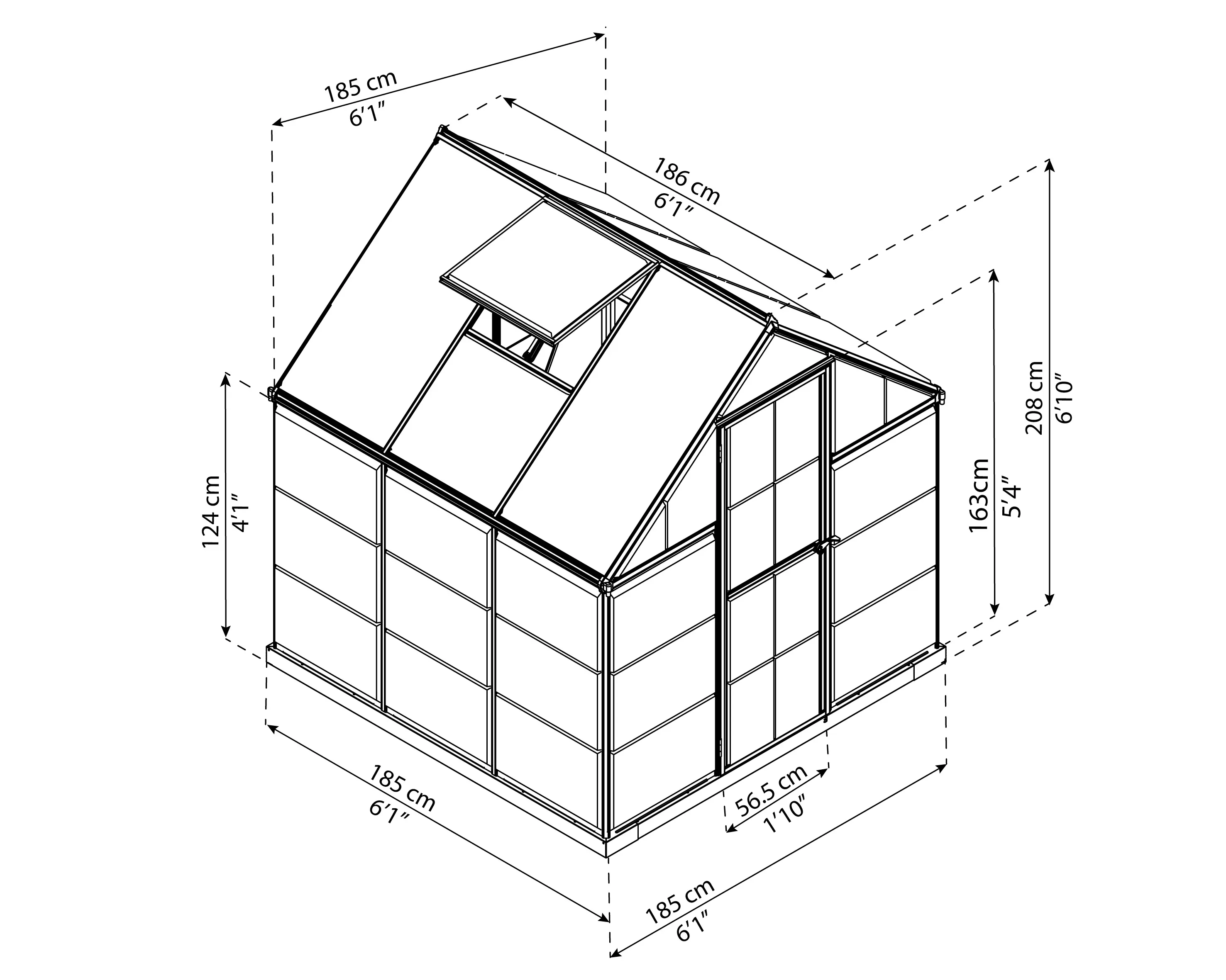 Canopia Gewächshaus Hybrid 6X6 silber 185 x 186 x 208 cm