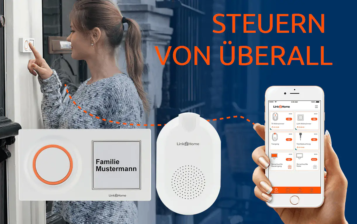 Link2Home WiFi Funk-Gong edelstahl, Appfähig Link2Home WiFi Funk-Gong edelstahl, Appfähig