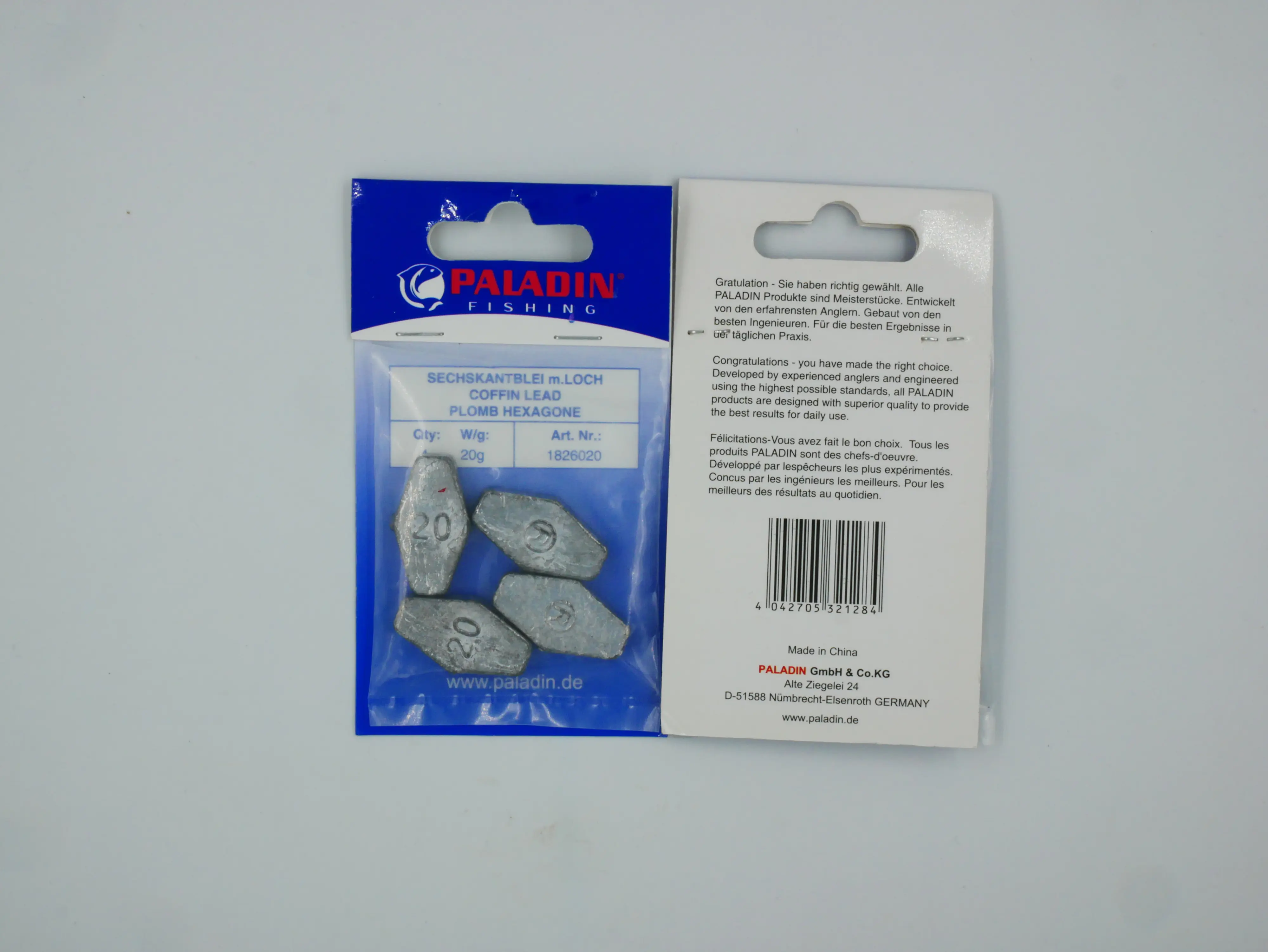 Sechskantblei 20g mit Loch 20 g