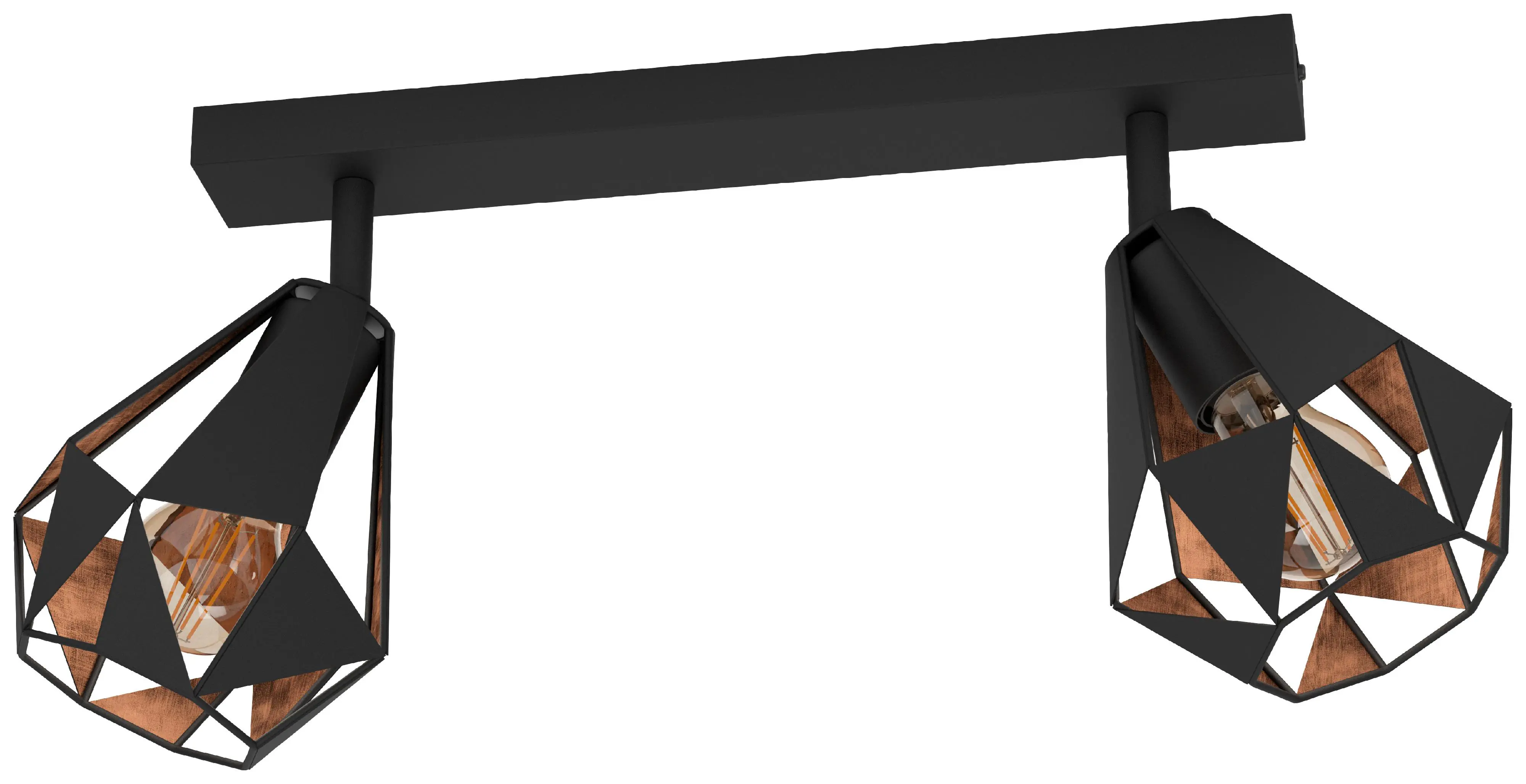 Eglo 2er Spot Carlton 7 schwarz kupfer 42 x 16 cm