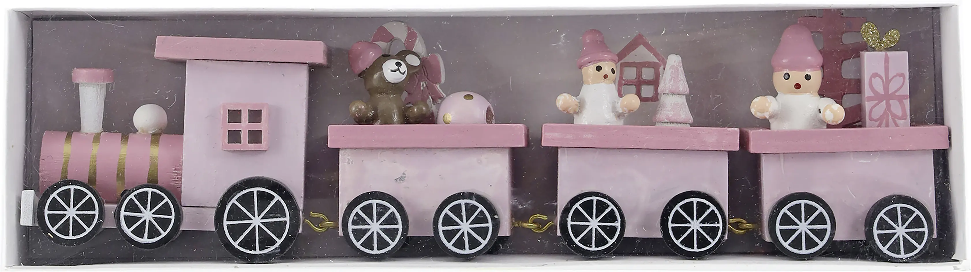 Dekofigur Weihnachtszug Holz 20 cm rosa 