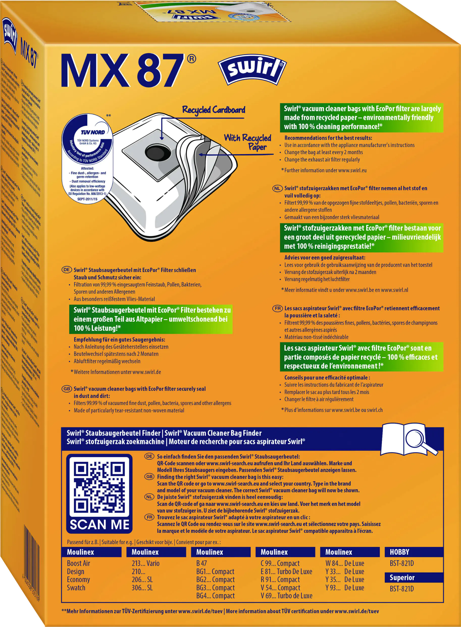 Swirl MX 87 EcoPor Staubsaugerbeutel 4 Staubbeutel + 1 Filter Swirl MX 87 EcoPor Staubsaugerbeutel 4 Staubbeutel + 1 Filter