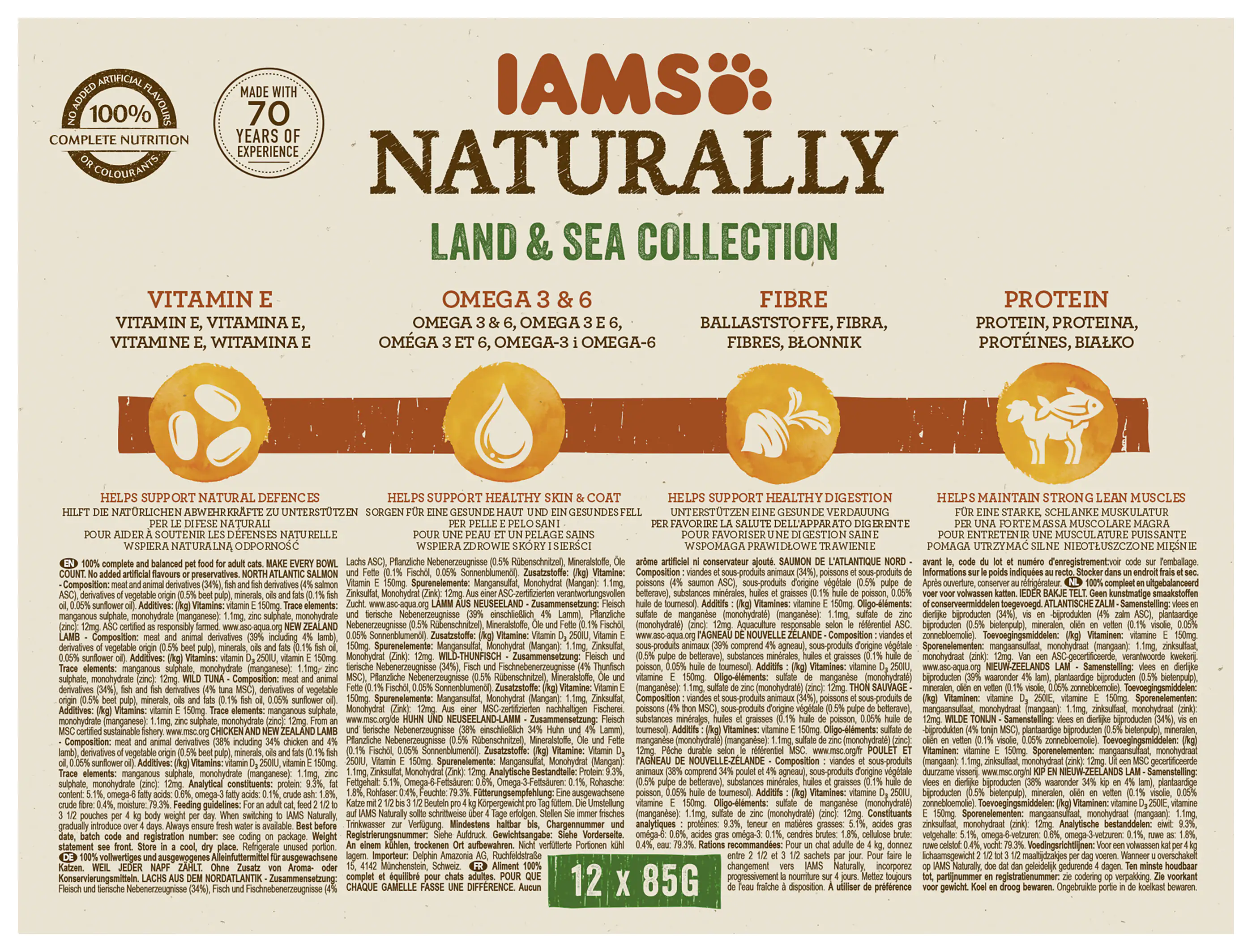 IAMS Naturally Katze Erw. Mix 12x85g 12x 85g