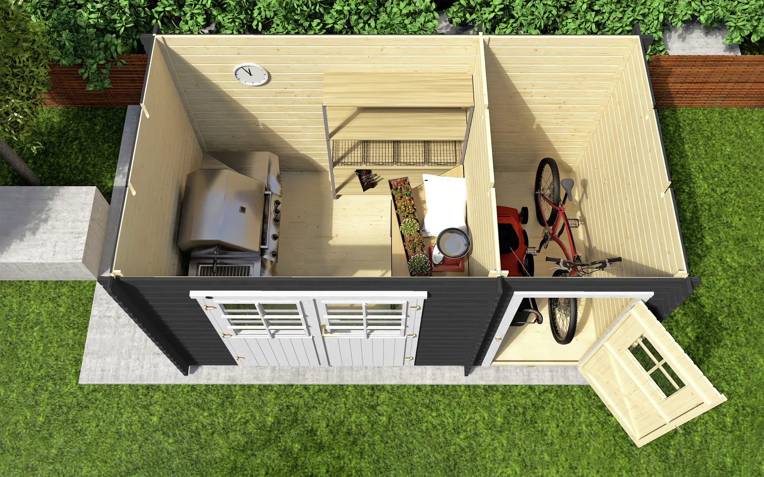 Weka Gartenhaus Raine 370 x 200 cm anthrazit mit Fußboden