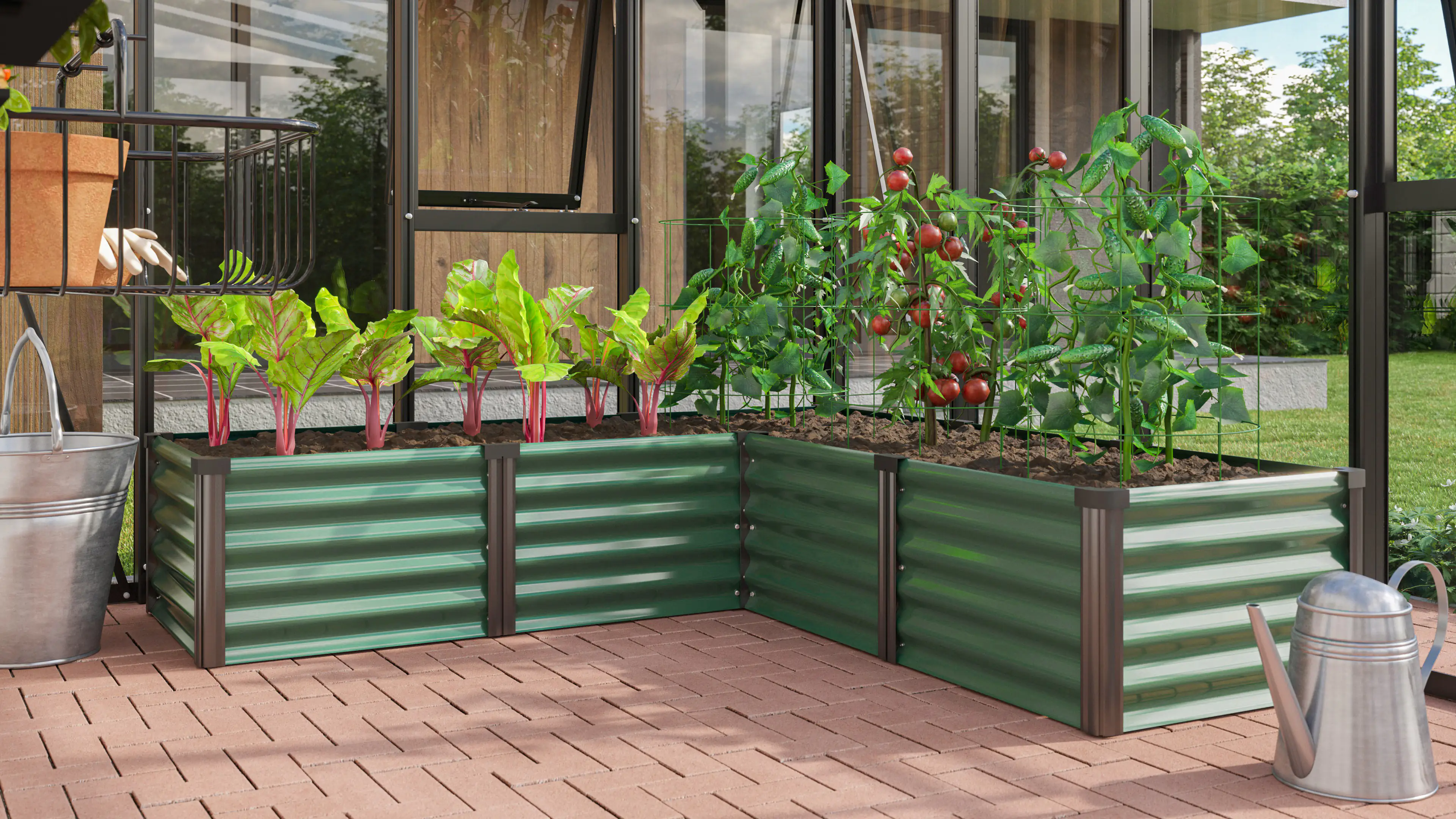 Vitavia Hochbeet Meta In und Out 401M seegras/schwarz 1,85 x 0,85 x 0,40 m