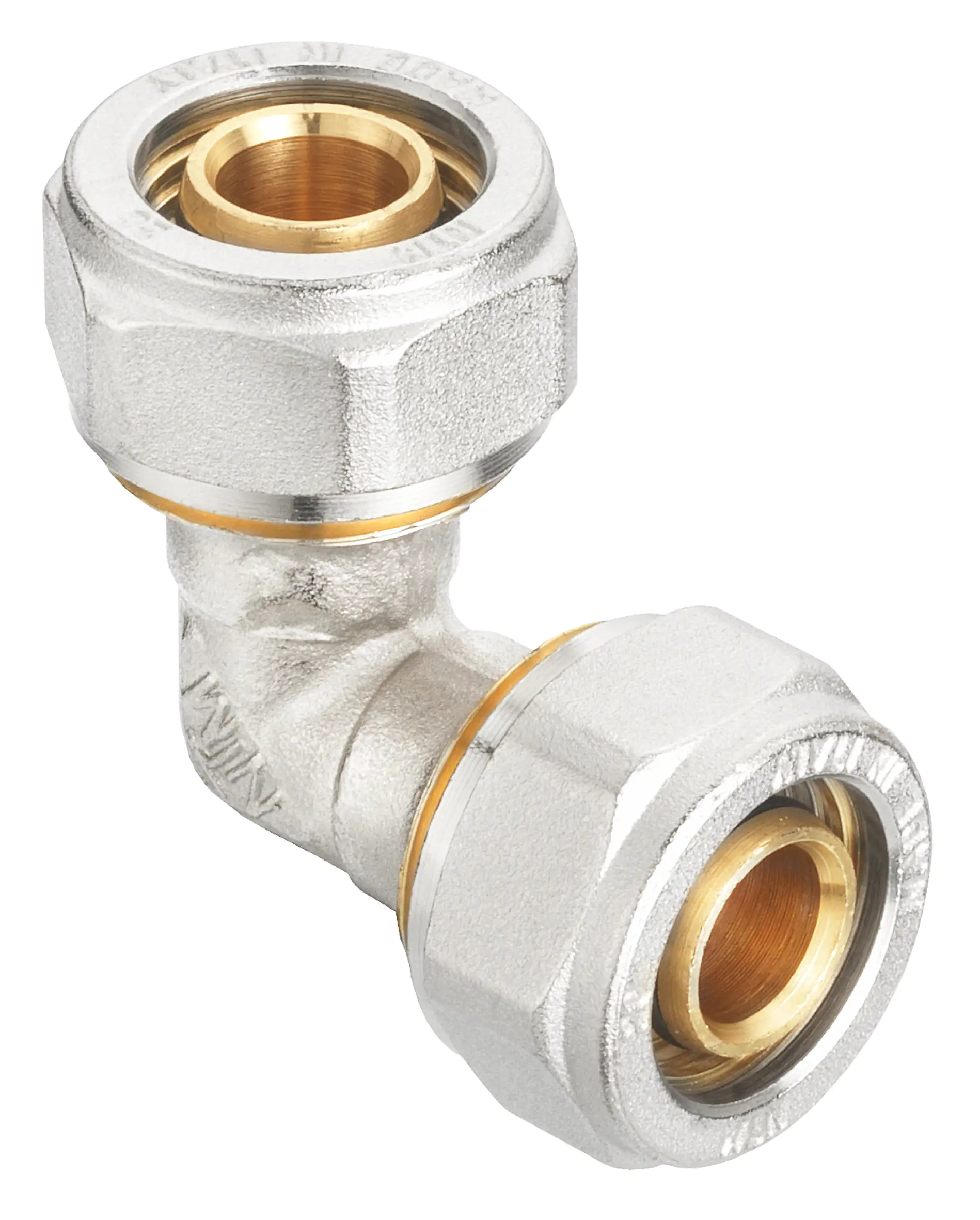 Cornat Schraub-Winkel 90° komplett ø 16 mm Messing vernickelt 5er-Pack