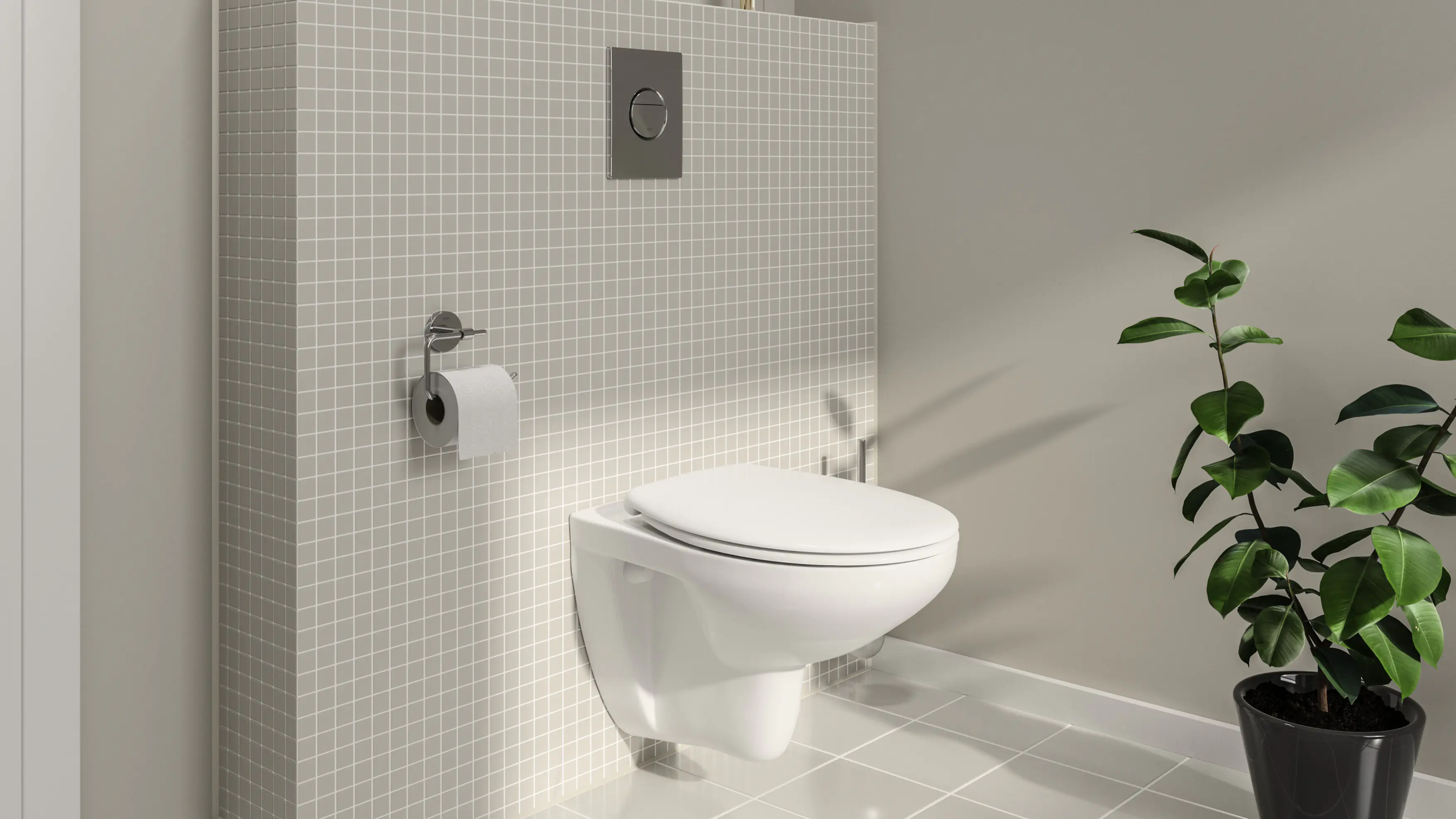 Grohe Wand-WC Komplettset Solido Compact chrom / alpinweiß, 5in1 Set Grohe Wand-WC Komplettset Solido Compact chrom / alpinweiß, 5in1 Set