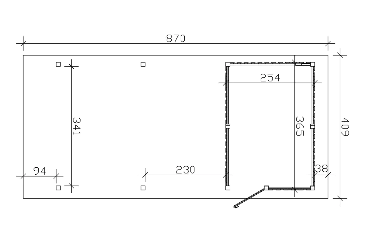 4018211024162_03 SKAN HOLZ Carport Wendland mit Abstellraum 409 x 870 cm cm mit Aludach