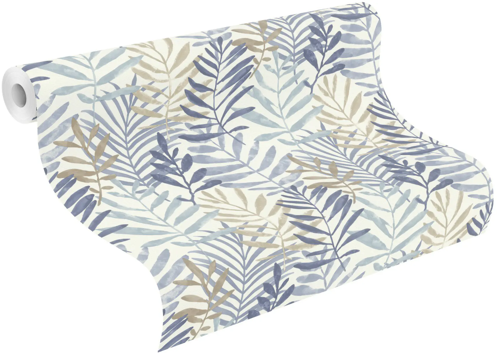 Rasch Vliestapete Tropische Blätter blau-beige 10,05 x 0,53 m